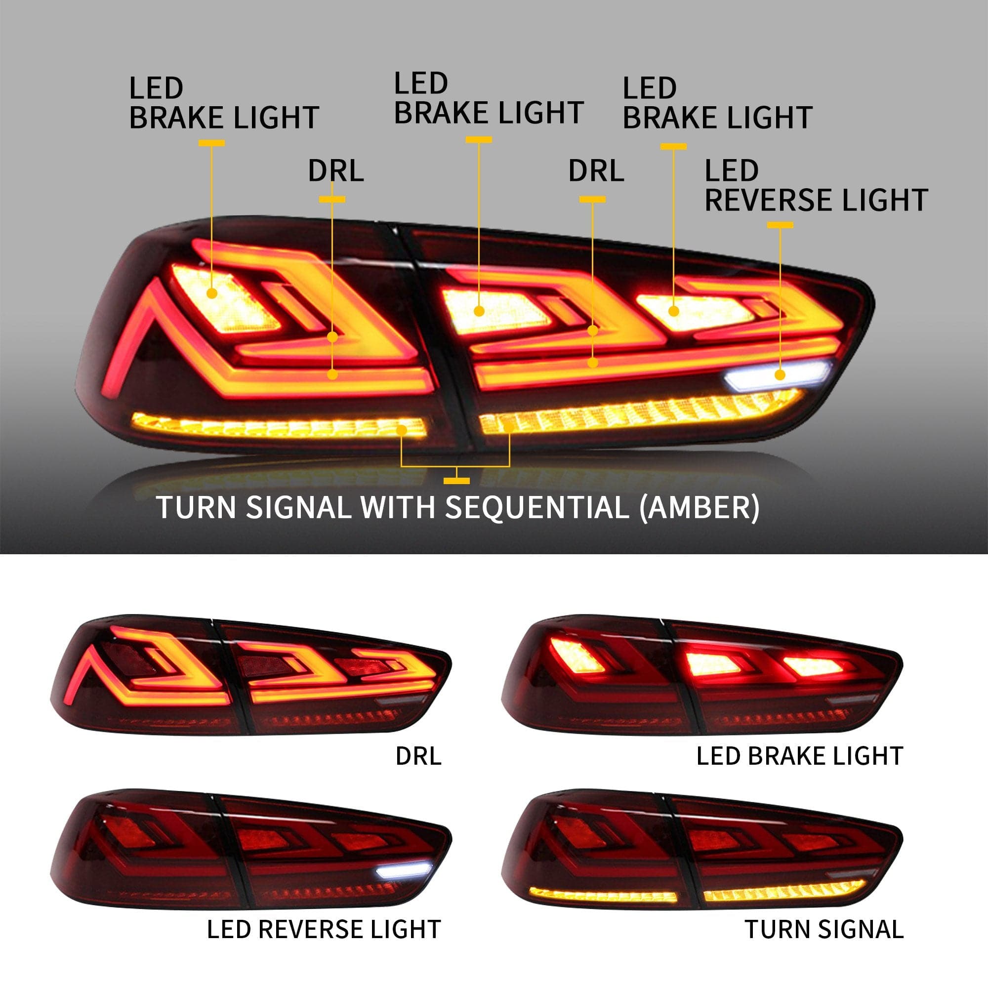 2007-2017 MITSUBISHI LANCER DYNAMIC LED TAIL LIGHTS - iilumo