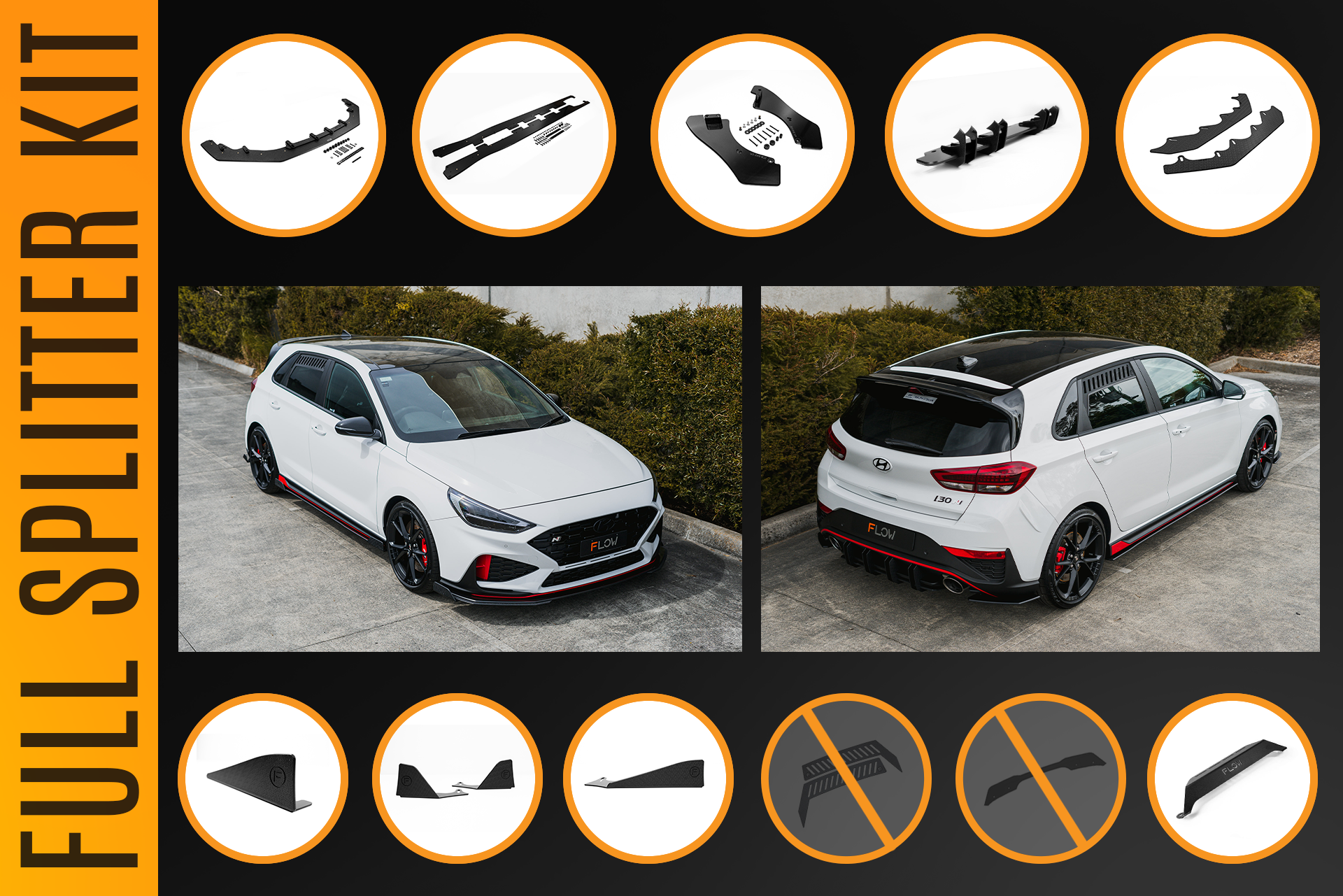 Flow Designs i30N Hatch PDE V6 FL2 2025+ Full Lip Splitter Set - iilumolab