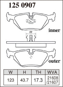 DIXCEL Rear Brake Pads for BMW 3 Series (E36/E46) / Z4 / MG ZT / Rover 75