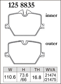 DIXCEL Rear Brake Pads for BMW M240i (G42) / Toyota GR Supra (A90) / BMW Z4 (G29)