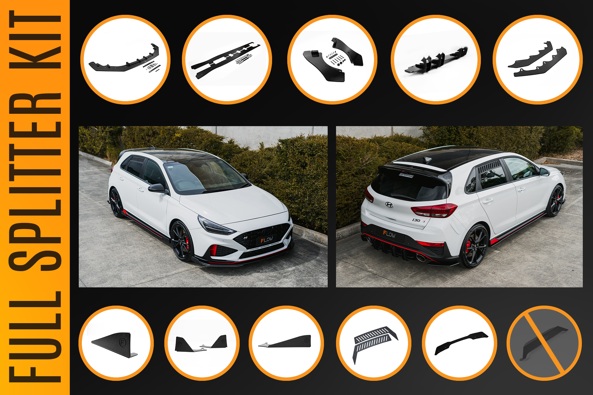 Flow Designs i30N Hatch PDE V6 FL2 2025+ Full Lip Splitter Set - iilumolab