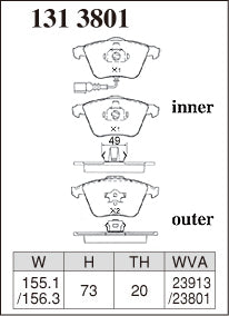 DIXCEL Front Brake Pads for VW Golf R32 (Mk5) / Audi A3 S3 (8P)