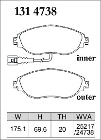DIXCEL Front Brake Pads for VW Golf GTI (Mk7 / Mk8) / Golf R (Mk7) / T-Roc R (A1) / Audi S3 (8V)