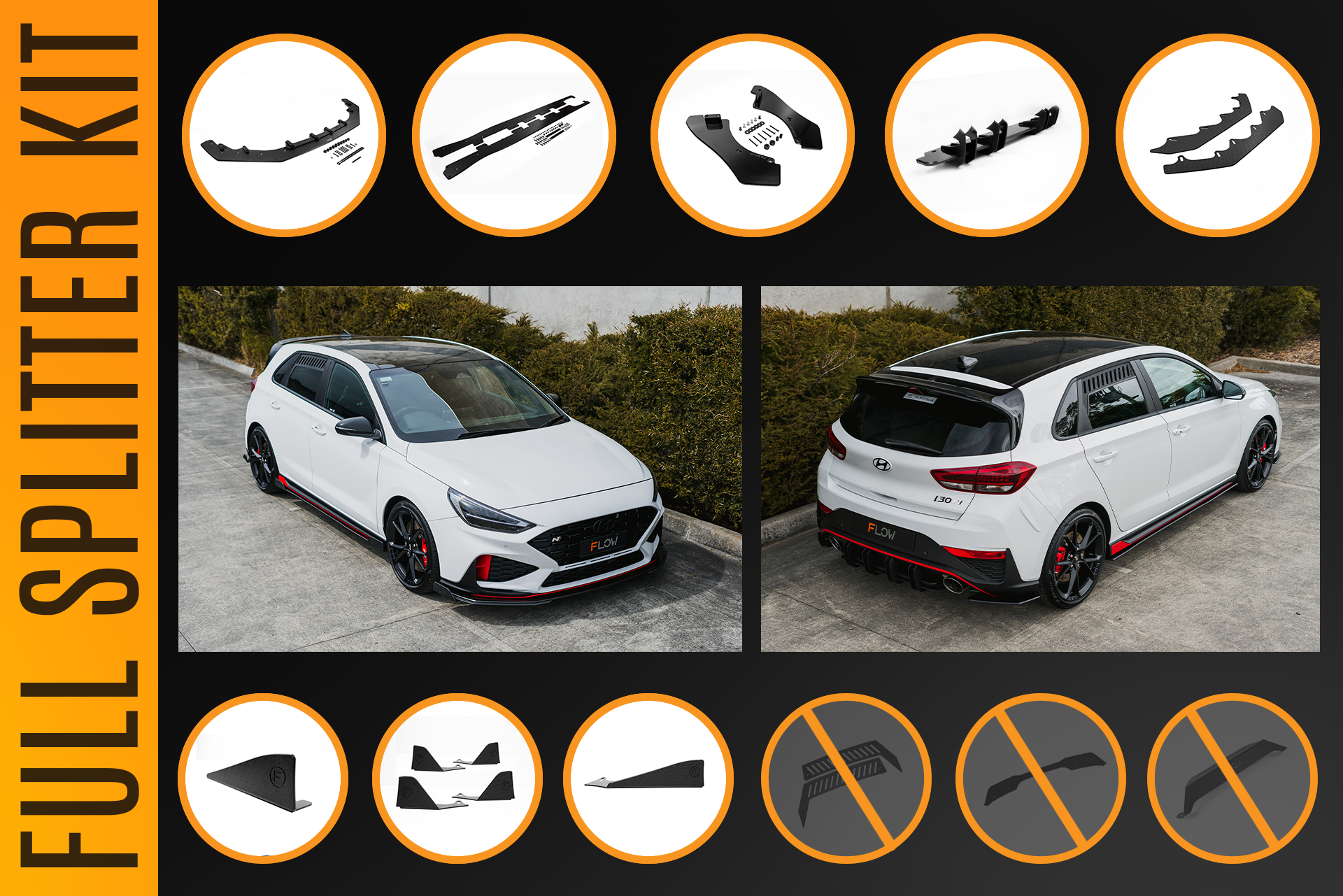 Flow Designs i30N Hatch PDE V6 FL2 2025+ Full Lip Splitter Set - iilumolab