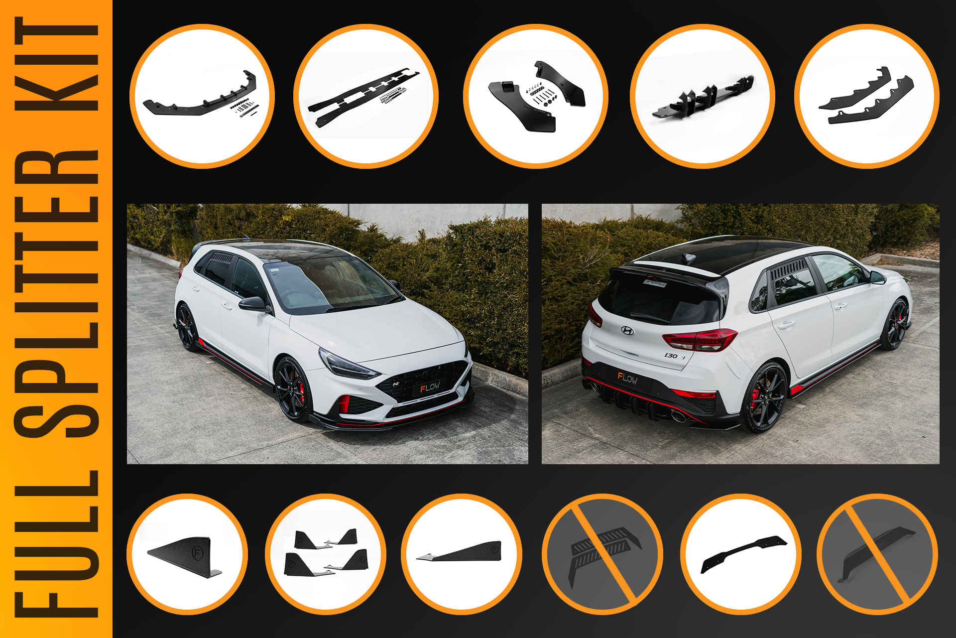 Flow Designs i30N Hatch PDE V6 FL2 2025+ Full Lip Splitter Set - iilumolab