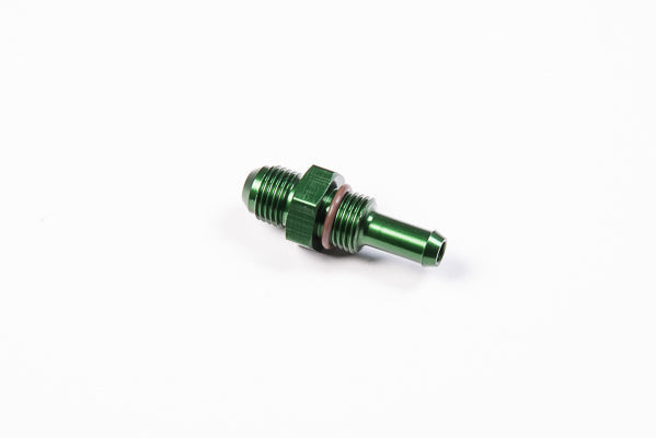 Radium 20-0170 Fuel Surge Tank Bulkhead Fitting, 6AN ORB, 6AN Male Flare to 8.5mm Barb