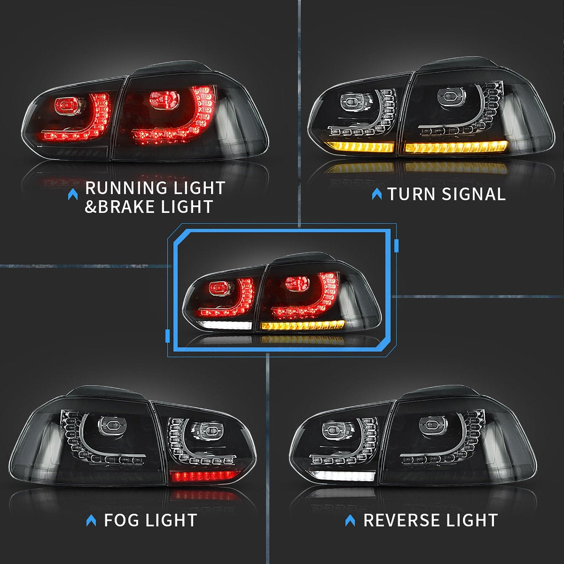 2008-2013 VW GOLF MK6R STYLE SEQUENTIAL LED TAIL LIGHTS - iilumolab