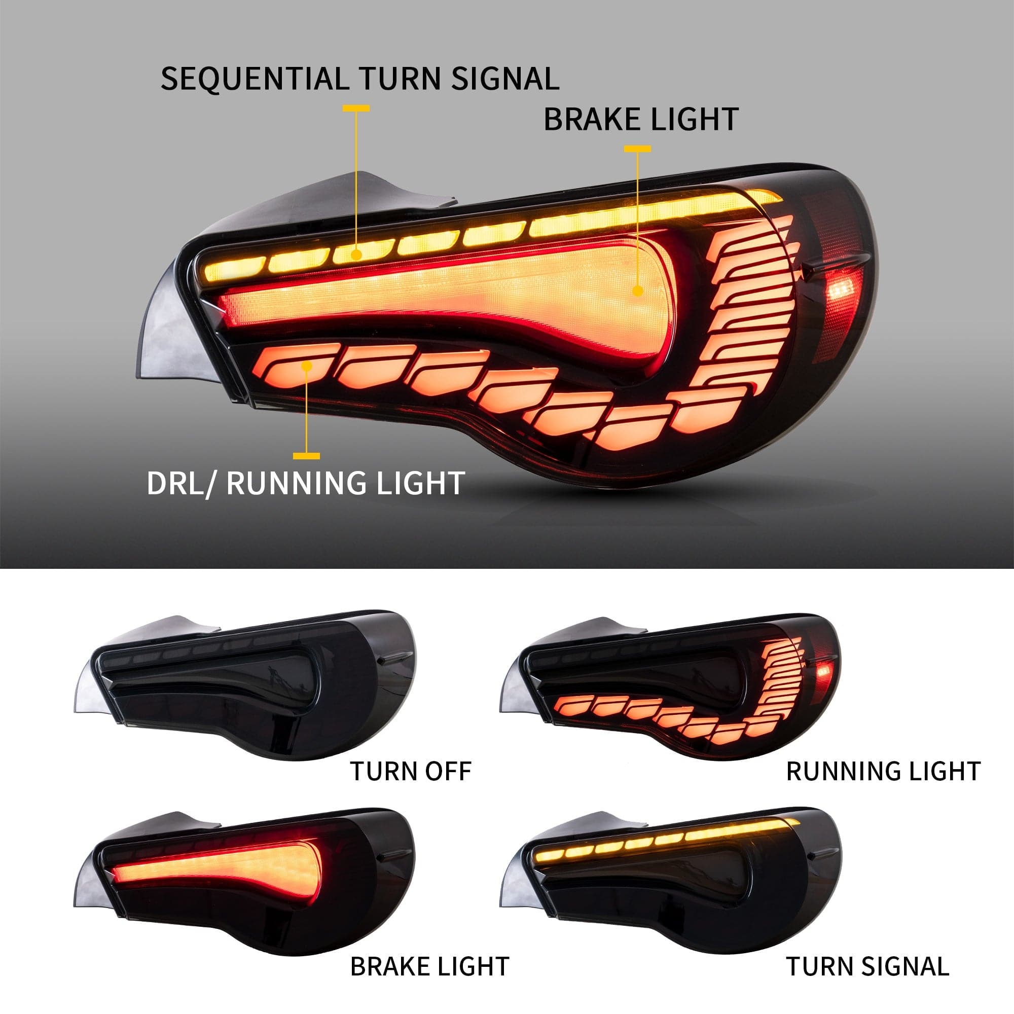 2012-2021 TOYOTA 86 / SUBARU BRZ GTS STYLE SEQUENTIAL OLED TAIL LIGHTS - iilumo