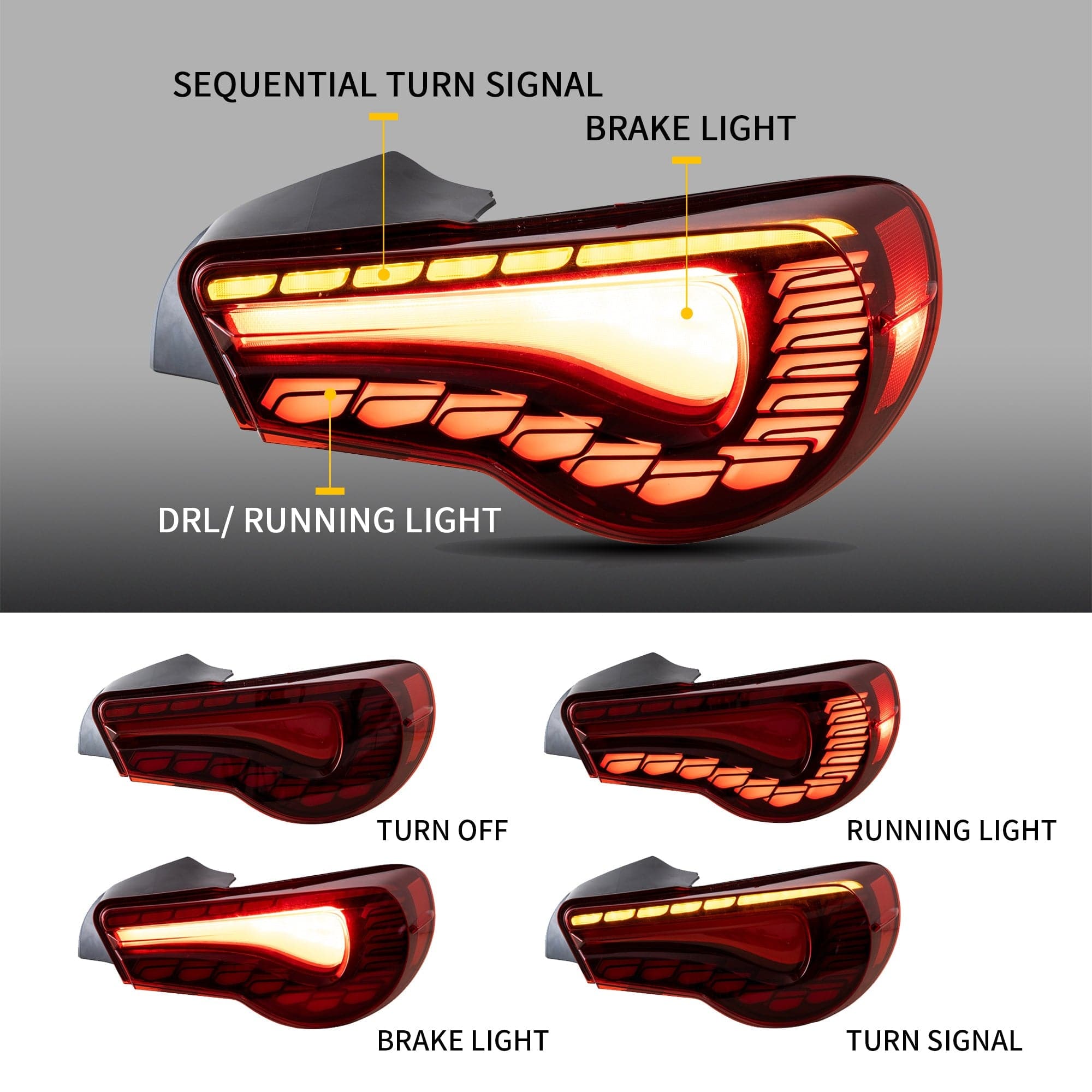 2012-2021 TOYOTA 86 / SUBARU BRZ GTS STYLE SEQUENTIAL OLED TAIL LIGHTS - iilumo