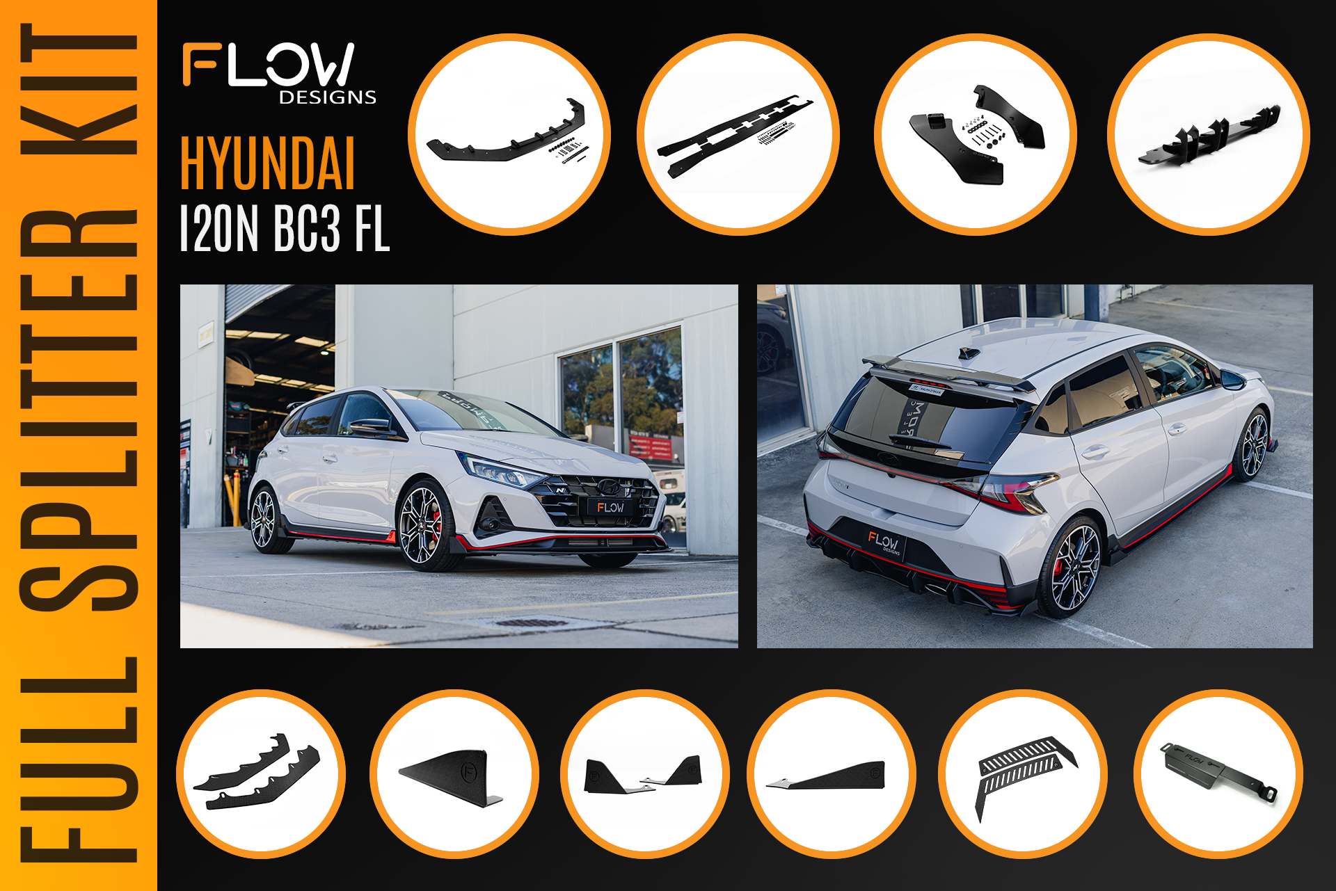 Flow Designs i20 N BC3 Facelift - Full Lip Splitter Set - iilumolab
