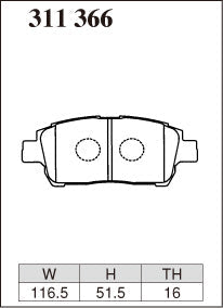 DIXCEL Front Brake Pads for Toyota Corolla (ZZE122) / Prius (NHW11/NHW20) / MR2 Spyder (ZZW30) / Celica (ZZT230)