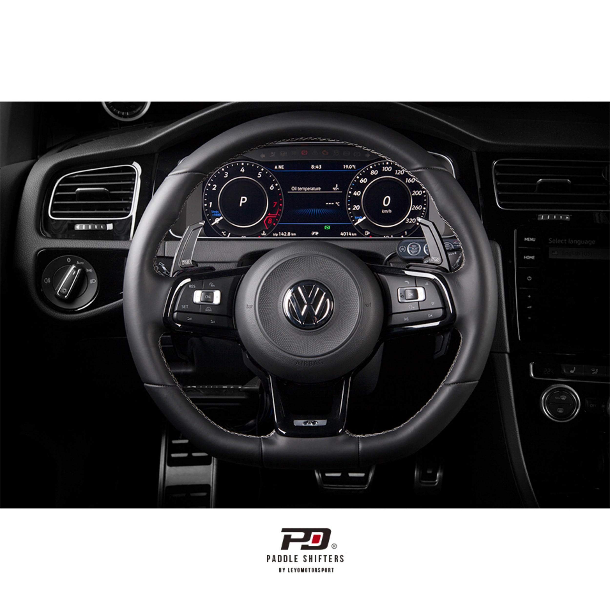 LEYO MK7 Golf GTI / R Billet Pad Shift Ext - Black (Gen.2) - iilumolab