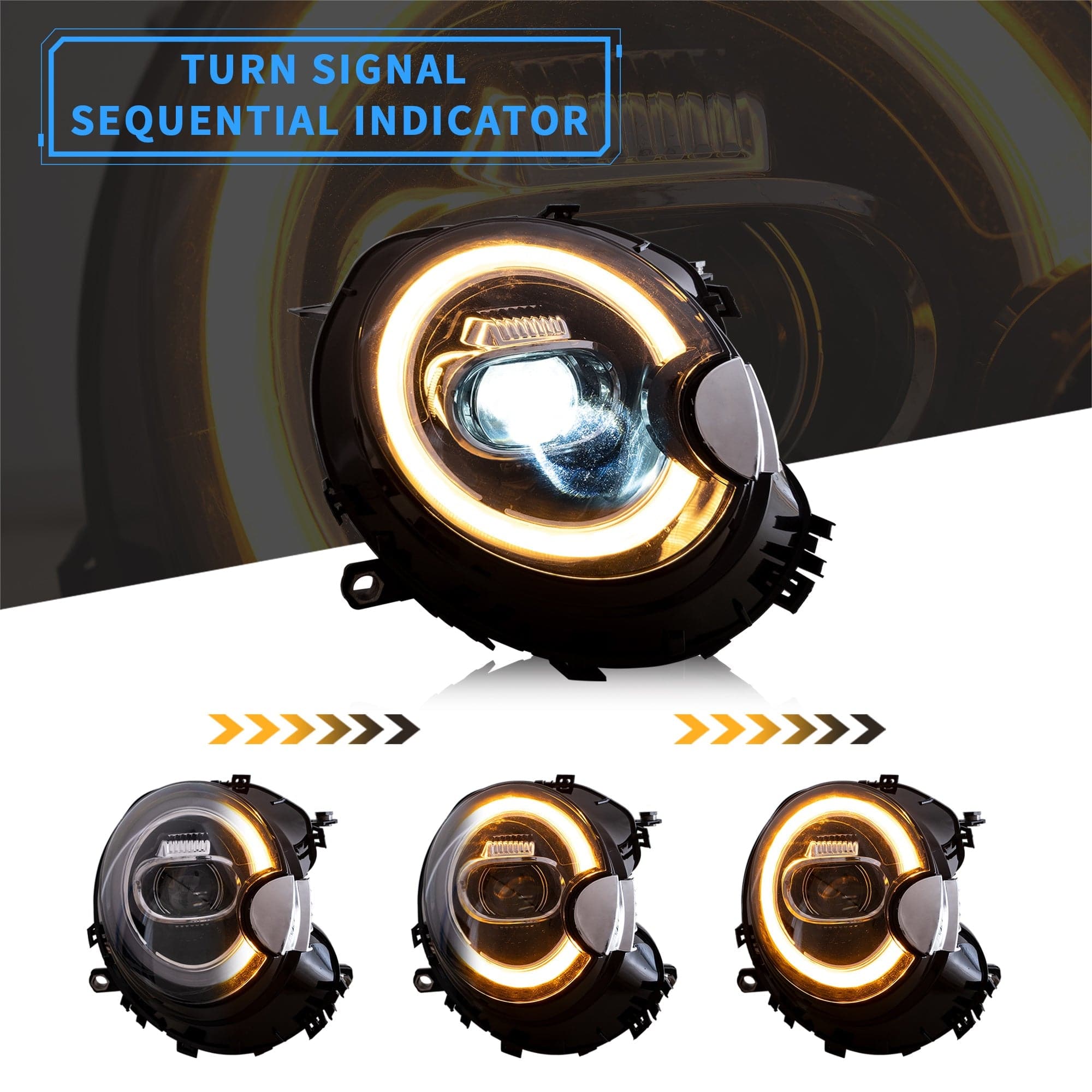 2008-2015 MINI COOPER R55 R56 R57 R58 R59 SEQUENTIAL LED HEADLIGHTS