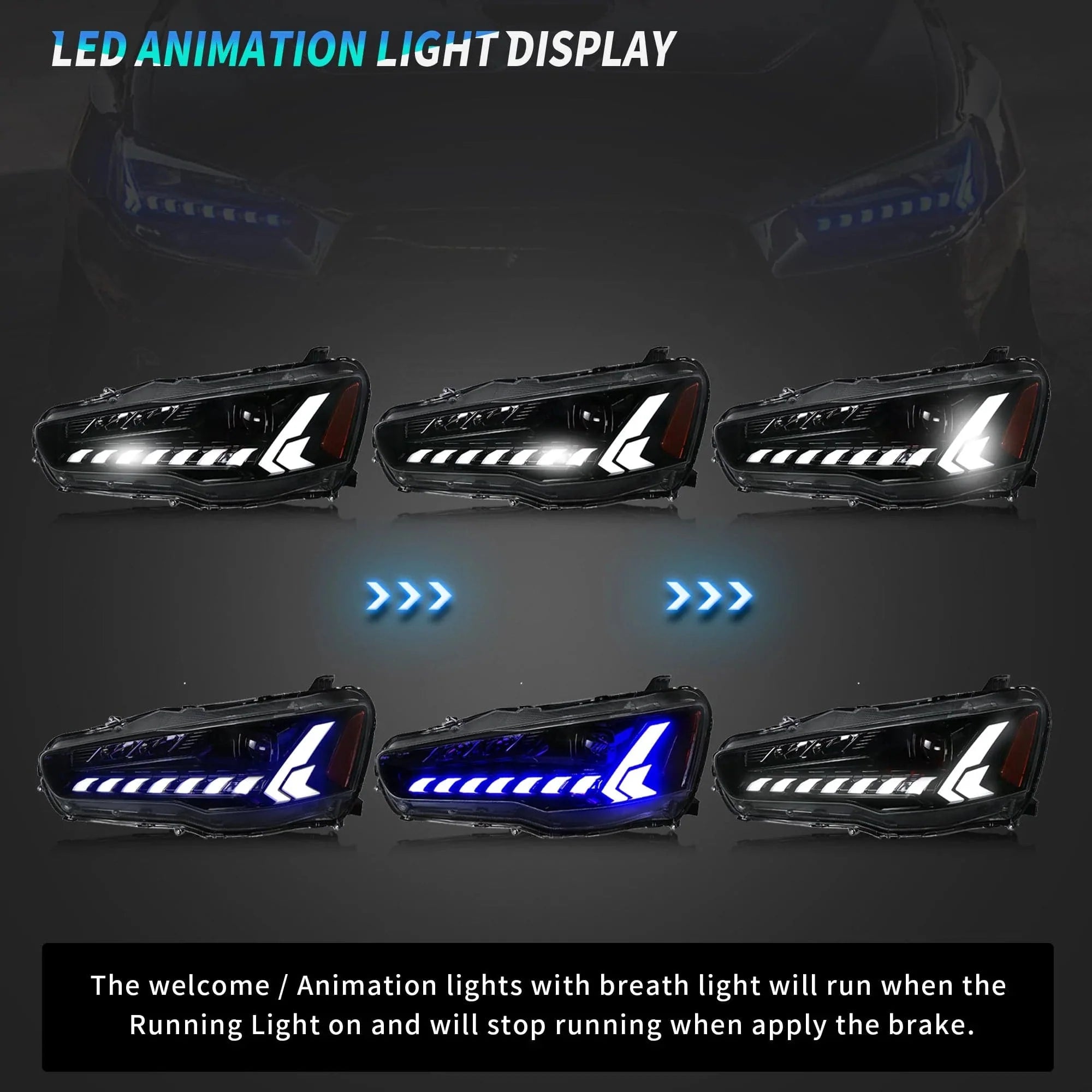 2007-2017 MITSUBISHI LANCER V2 SEQUENTIAL LED HEADLIGHTS - iilumo