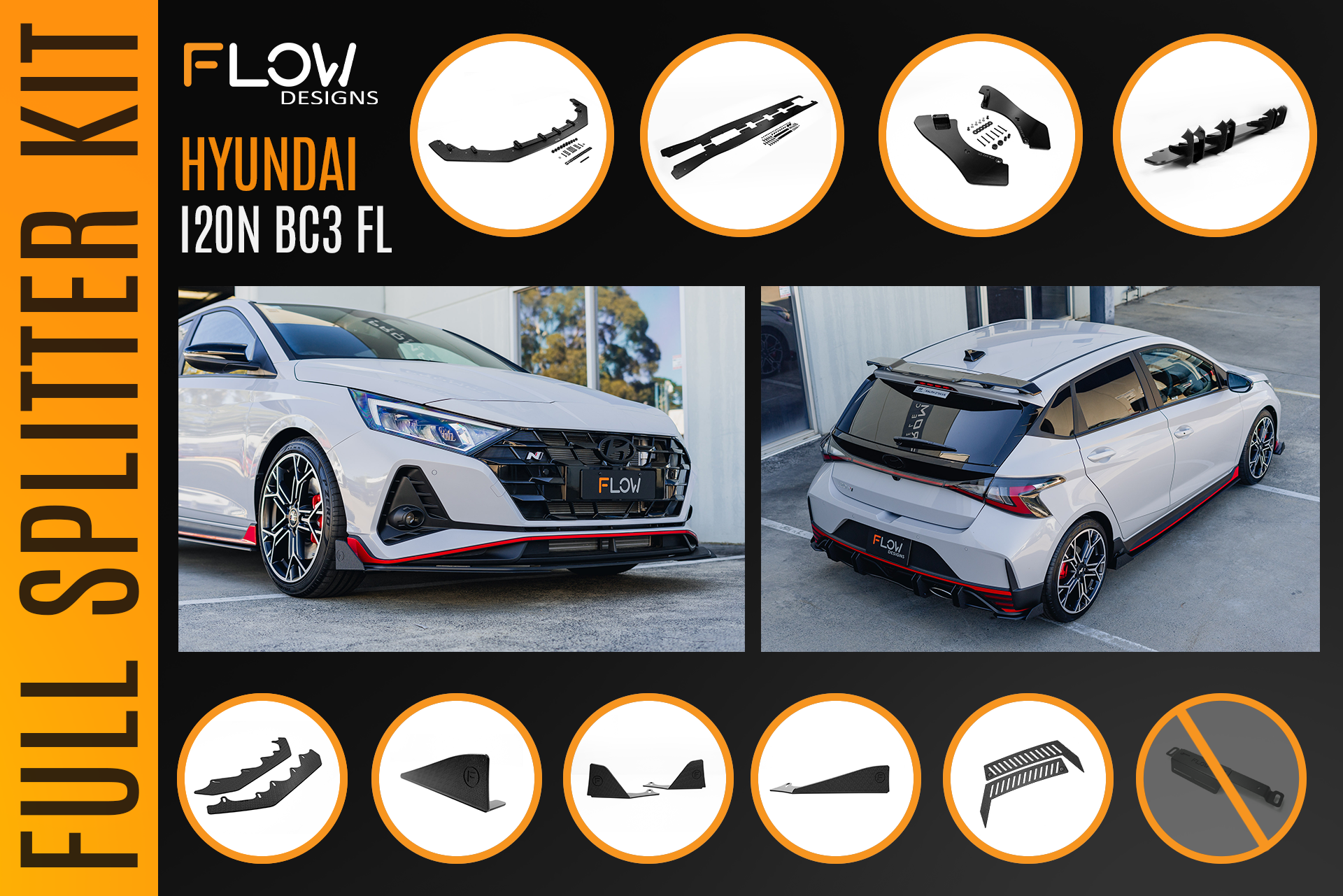 Flow Designs i20 N BC3 Facelift - Full Lip Splitter Set - iilumolab