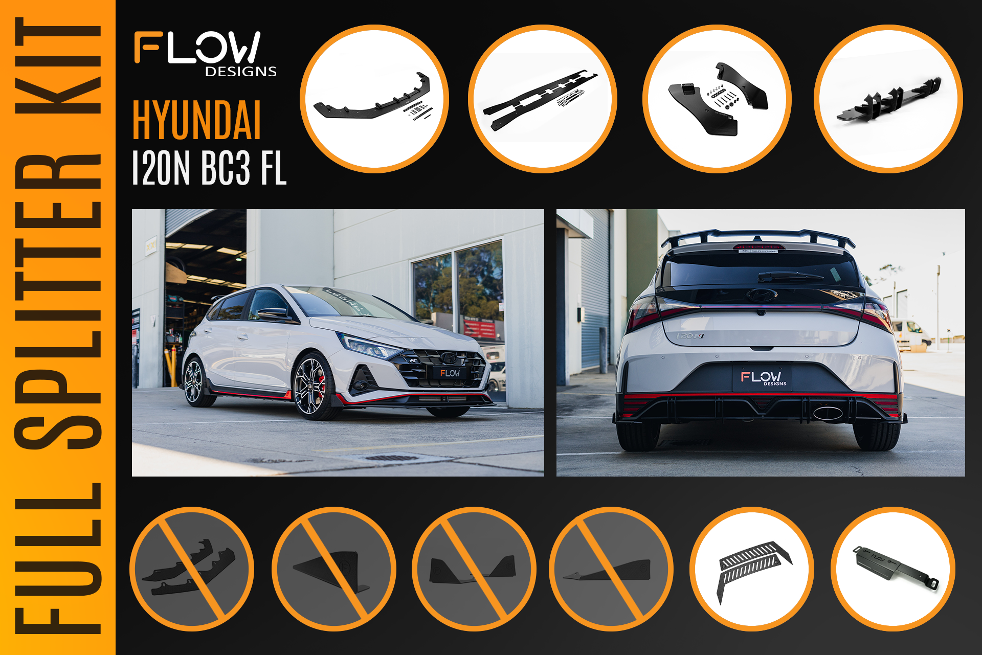 Flow Designs i20 N BC3 Facelift - Full Lip Splitter Set - iilumolab