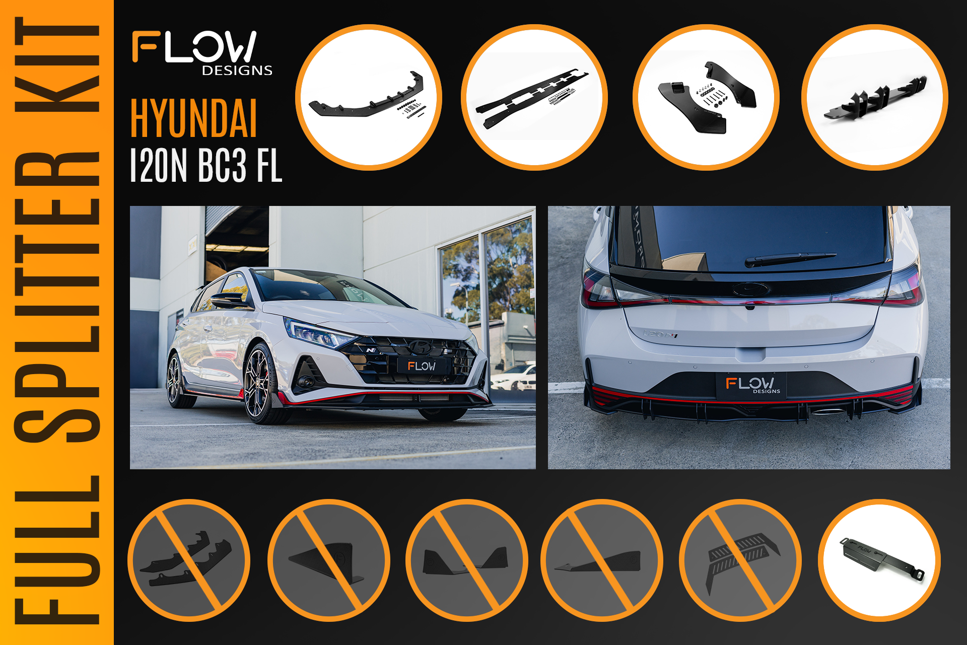 Flow Designs i20 N BC3 Facelift - Full Lip Splitter Set - iilumolab