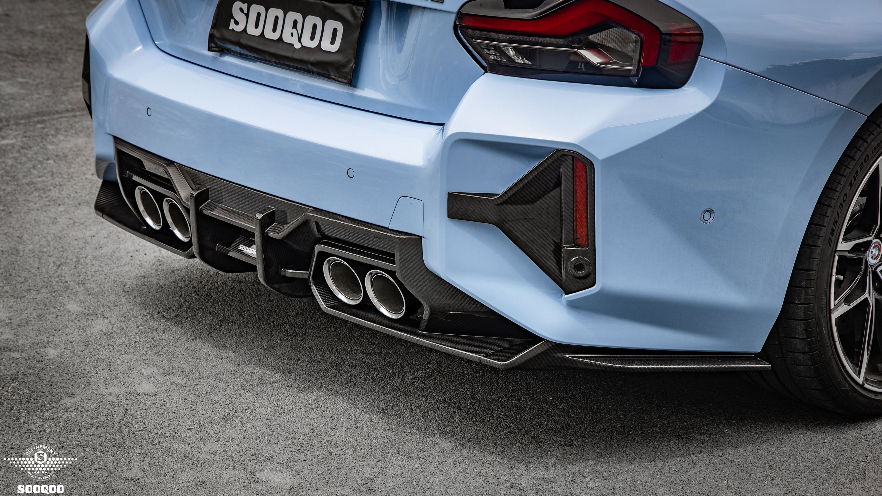 Sooqoo Pre Pregged Dry Carbon Fiber Rear Bumper Attachments for BMW M2 G87 2023+