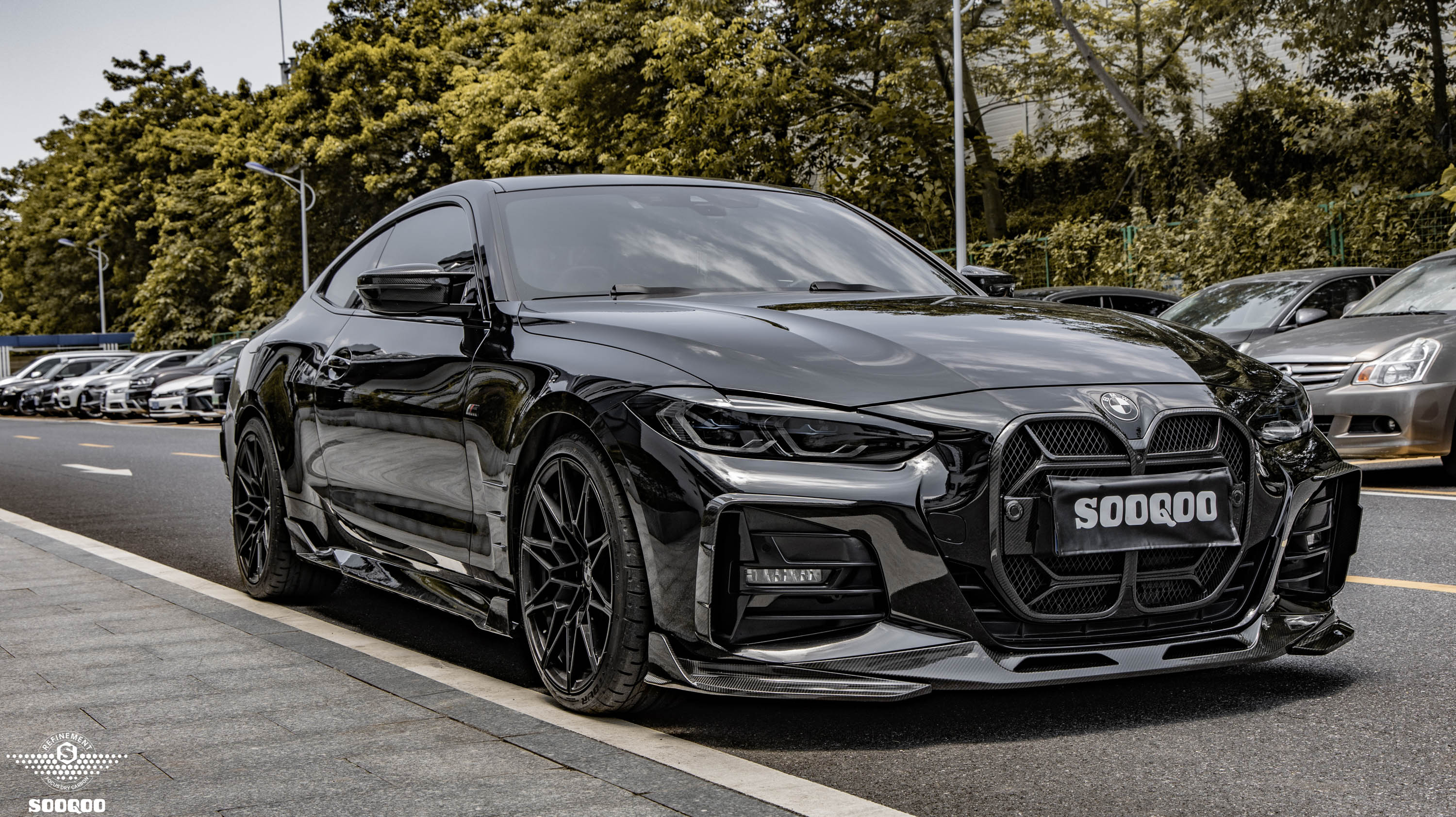 Sooqoo Pre Pregged Dry Carbon Fiber Front Fender Vent Trim for BMW 4 Series Coupe G22 G23 2020+