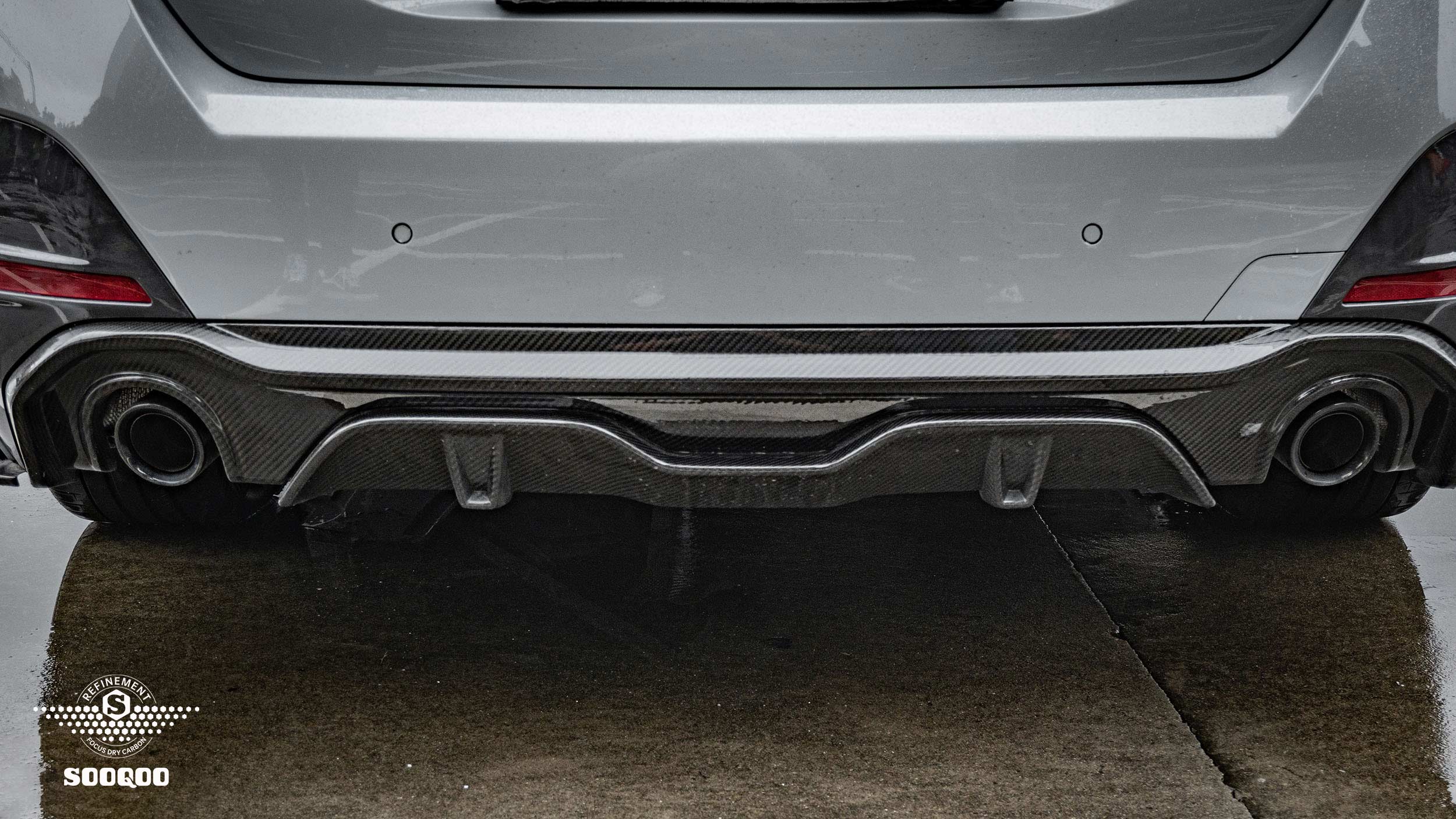 Sooqoo Pre Pregged Dry Carbon Fiber Dual Tips Diffuser for BMW 4 Series G26 2021+
