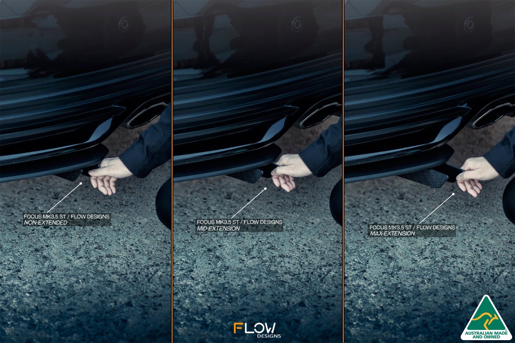 Flow Designs MK3.5 Focus ST (Facelift) Rear Diffuser Set - iilumolab