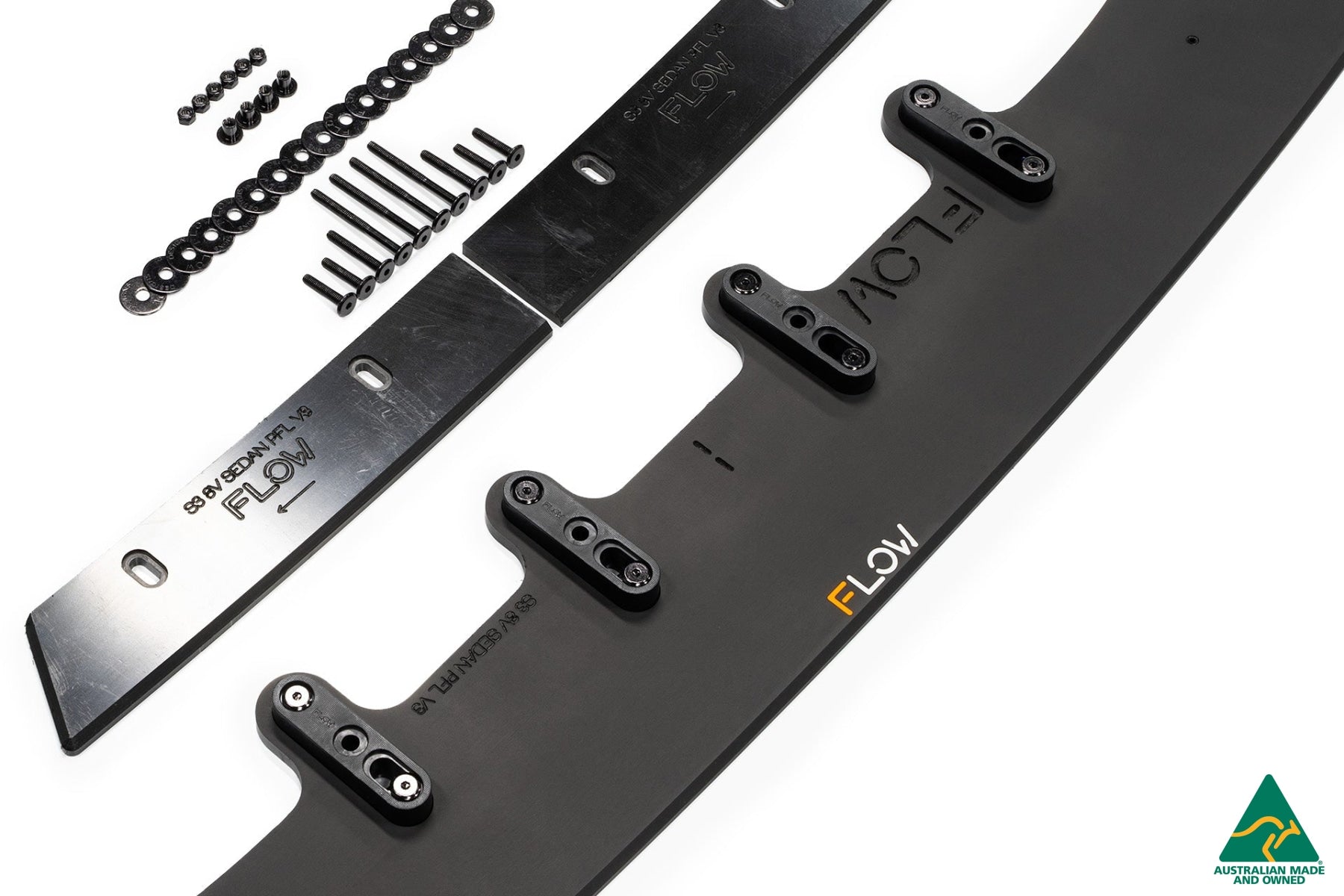 Flow Designs S3 8V Sedan Pre-Facelift Front Lip Splitter V3 & Mounting Brace - iilumolab