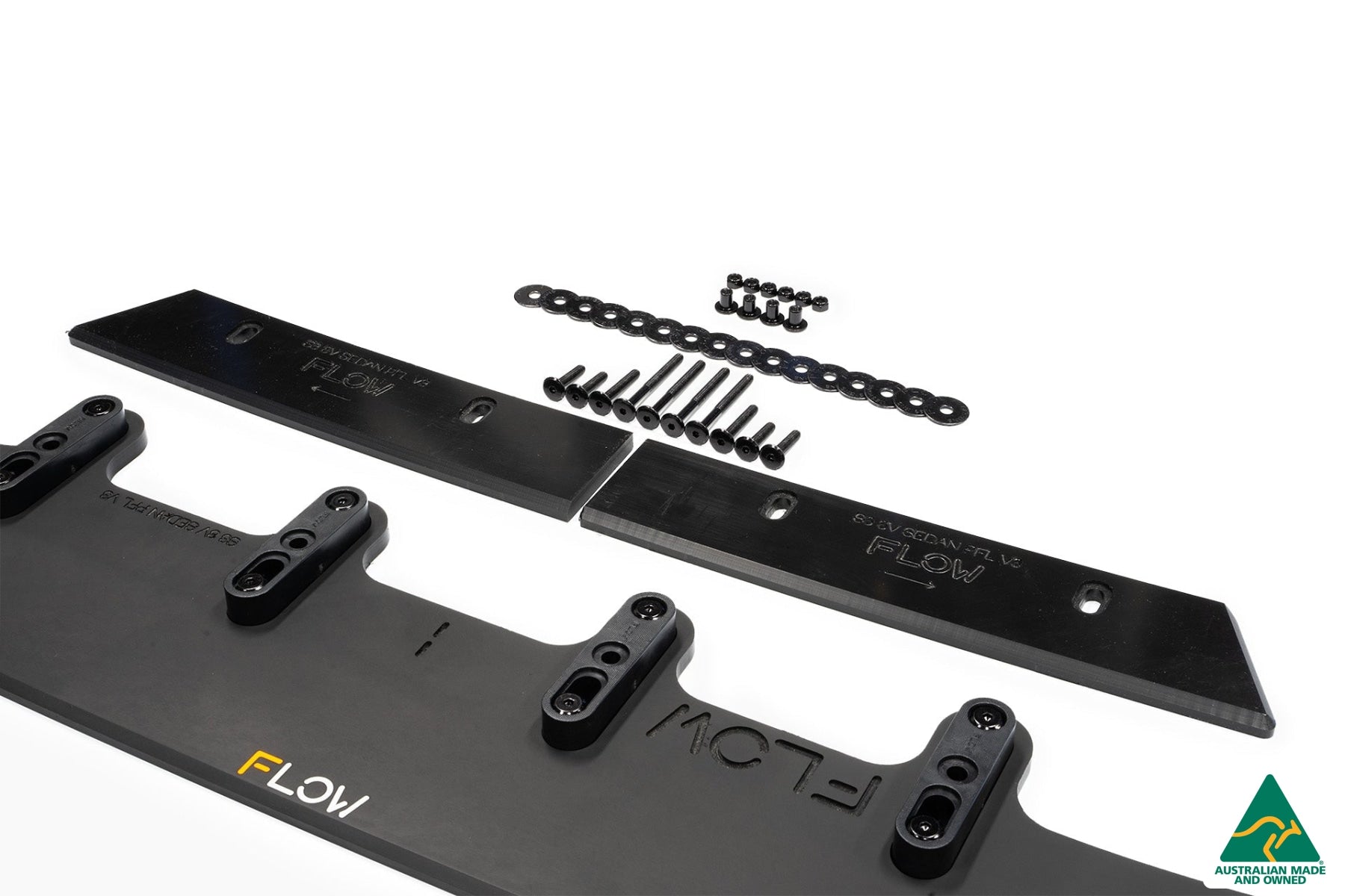 Flow Designs S3 8V Sedan Pre-Facelift Front Lip Splitter V3 & Mounting Brace - iilumolab
