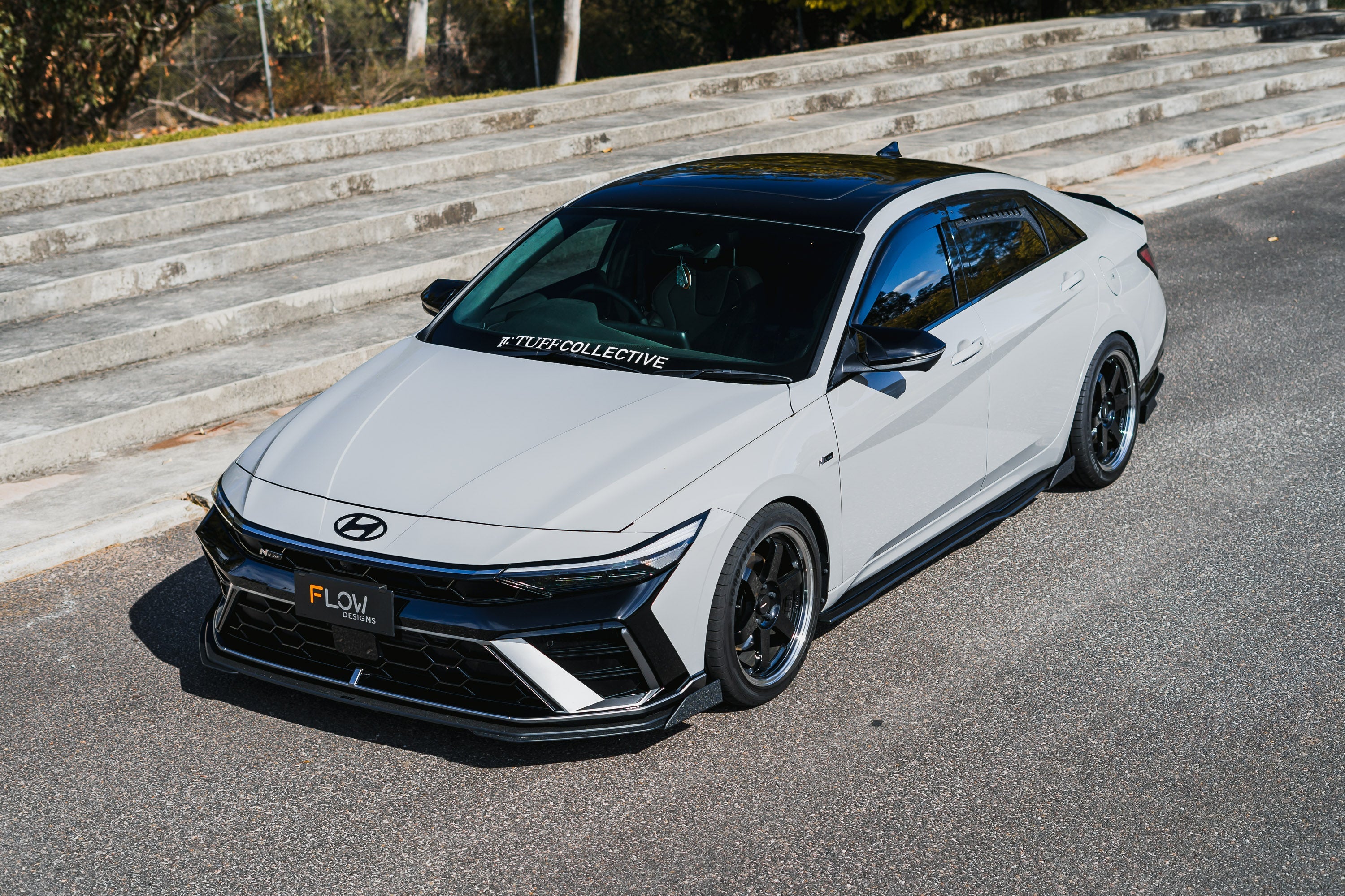 Flow Designs Hyundai CN7 V2 i30 N-Line Sedan FL 2025 Front Lip Splitter & Mounting Brackets (Pair) - iilumolab