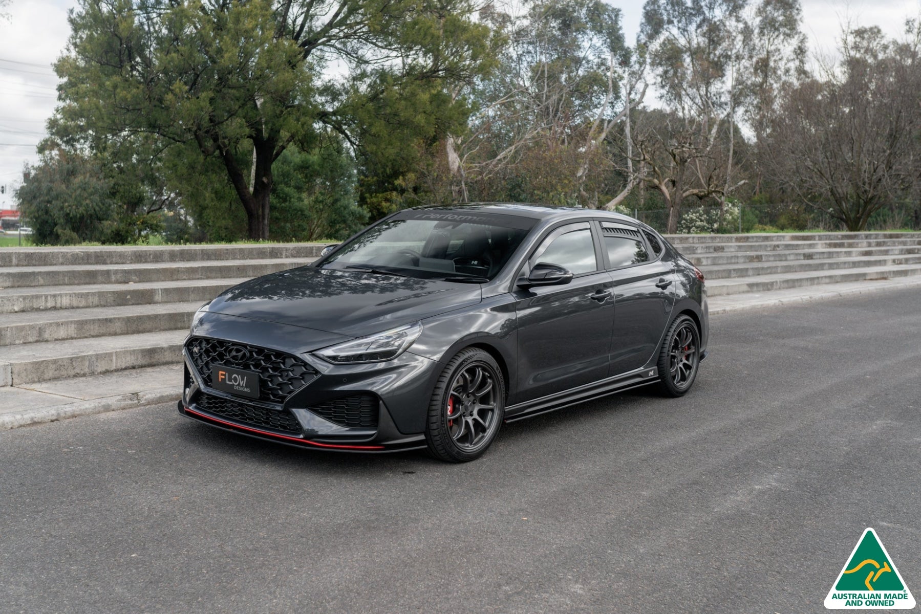 Flow Designs i30N Fastback PD FL 2022+ Front Lip Splitter & Reinforcement Brackets - iilumolab