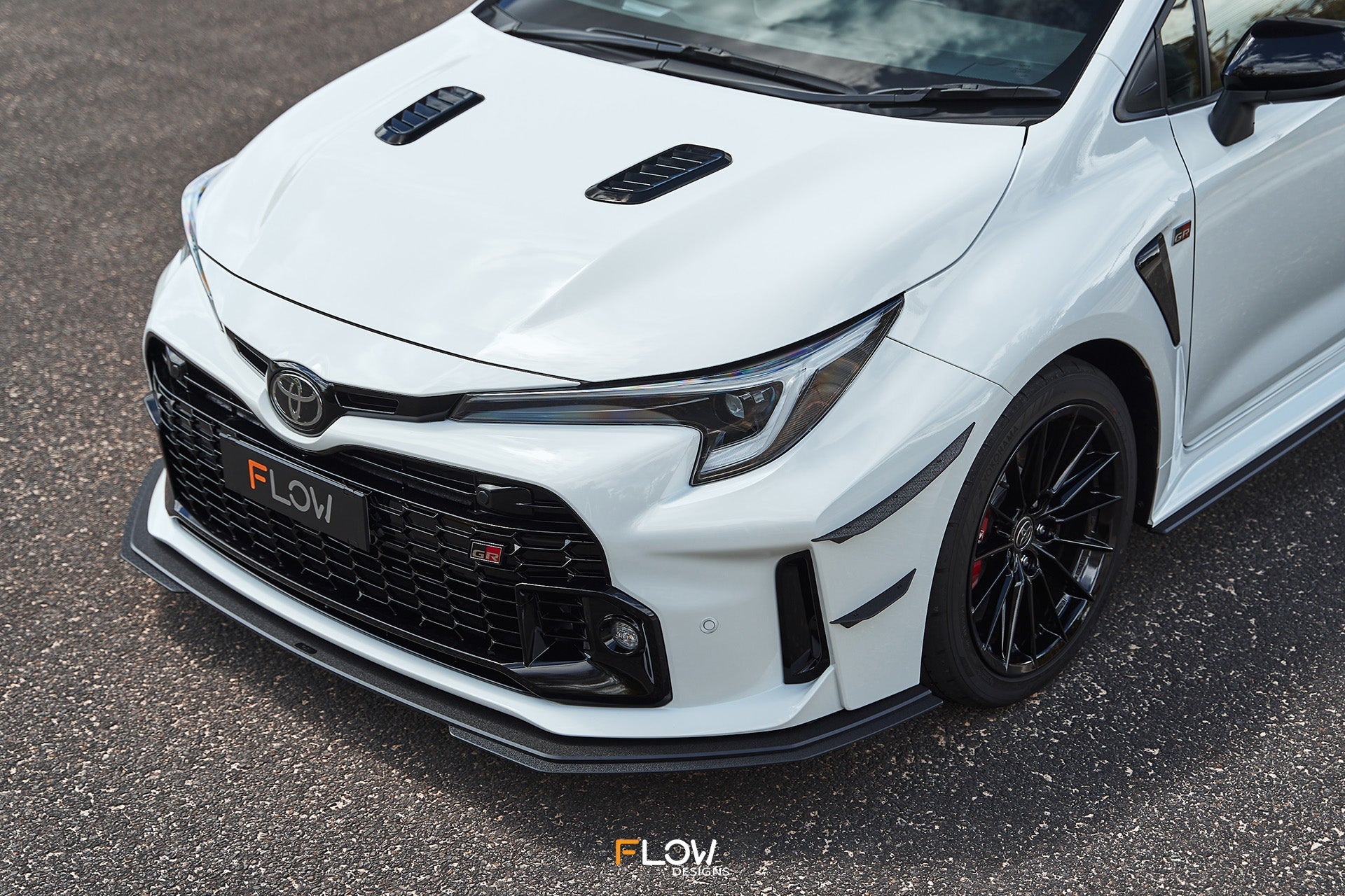 Flow Designs Corolla GR Chassis Mounted Front Lip Splitter (TEXTURED) - iilumolab