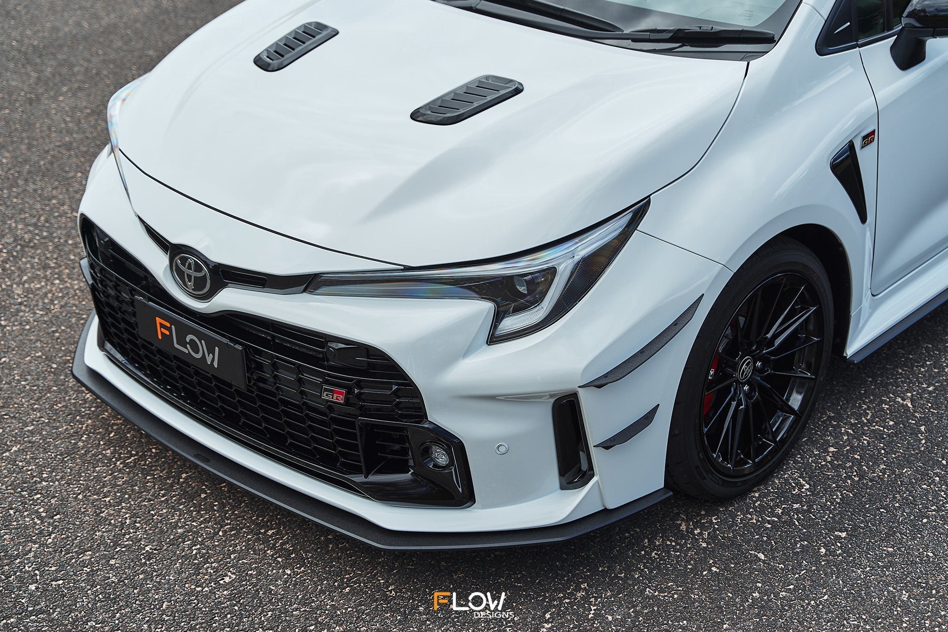 Flow Designs Corolla GR Chassis Mounted Front Lip Splitter (TEXTURED) - iilumolab