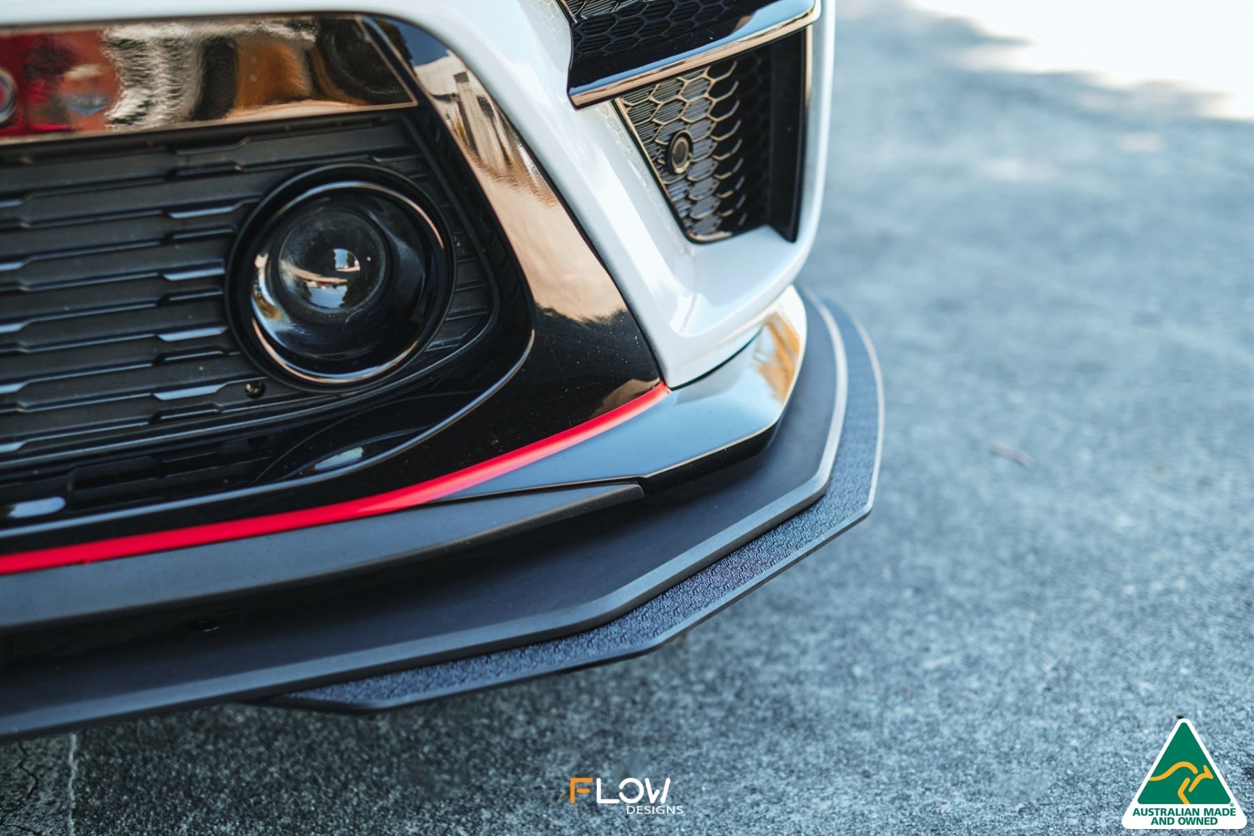 Flow Designs DISCONTINUED SANDED MATTE FINISH - Cerato GT PFL Front Lip Splitter & Reinforcement Brackets - iilumolab