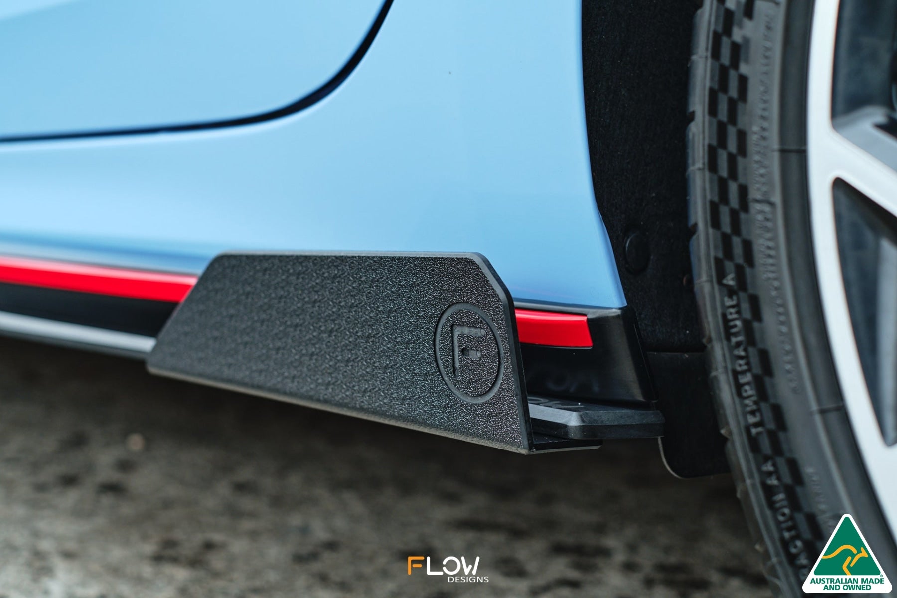 Flow Designs EX-DISPLAY - CN7 i30N Sedan 2021-2023 Side Skirt Splitters (Pair) - TEXTURED MATTE BLACK - iilumolab