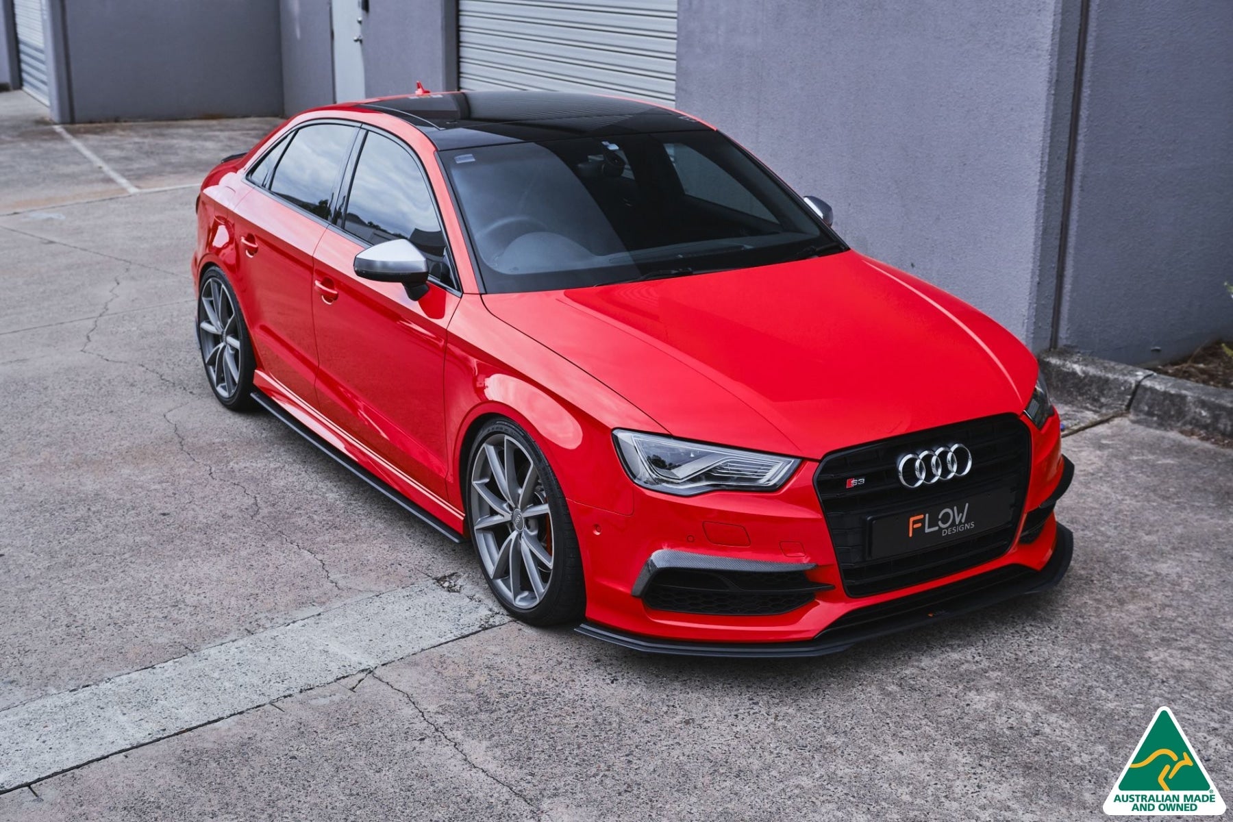 Flow Designs S3 8V Sedan Pre-Facelift Front Lip Splitter Extensions (Pair) - iilumolab