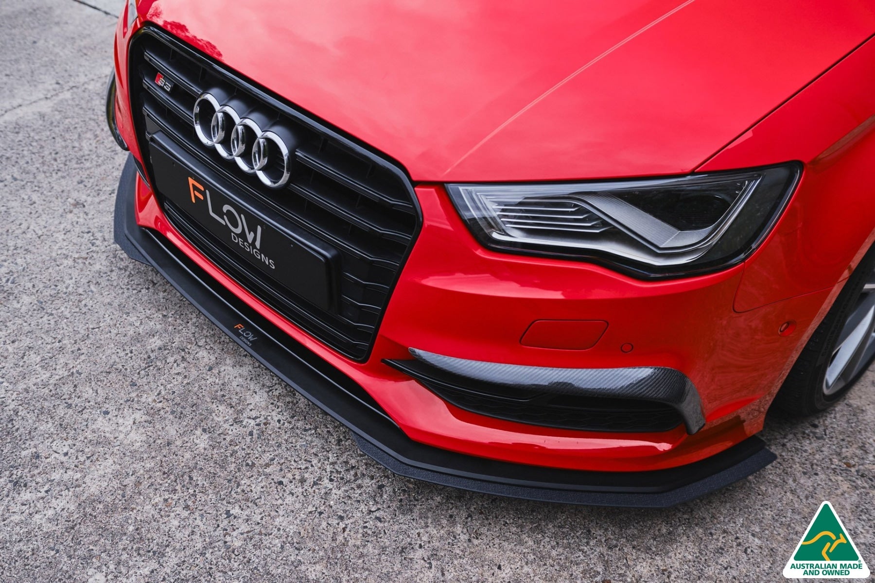 Flow Designs S3 8V Sedan Pre-Facelift Front Lip Splitter Extensions (Pair) - iilumolab