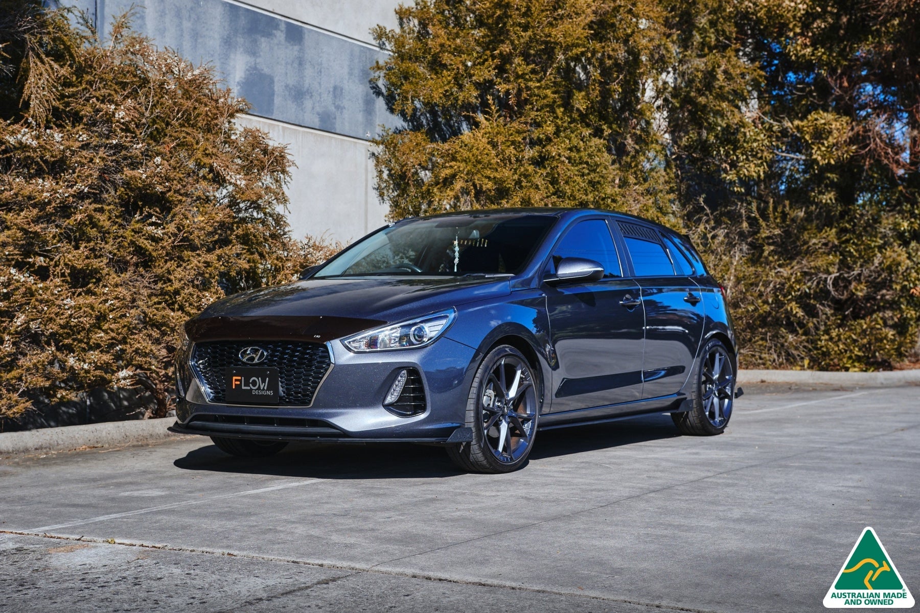 Flow Designs DISCONTINUED SANDED MATTE FINISH - i30 Hatch PD1, PD2 2018-2020 Front Lip Splitter & Mounting Brace - iilumolab