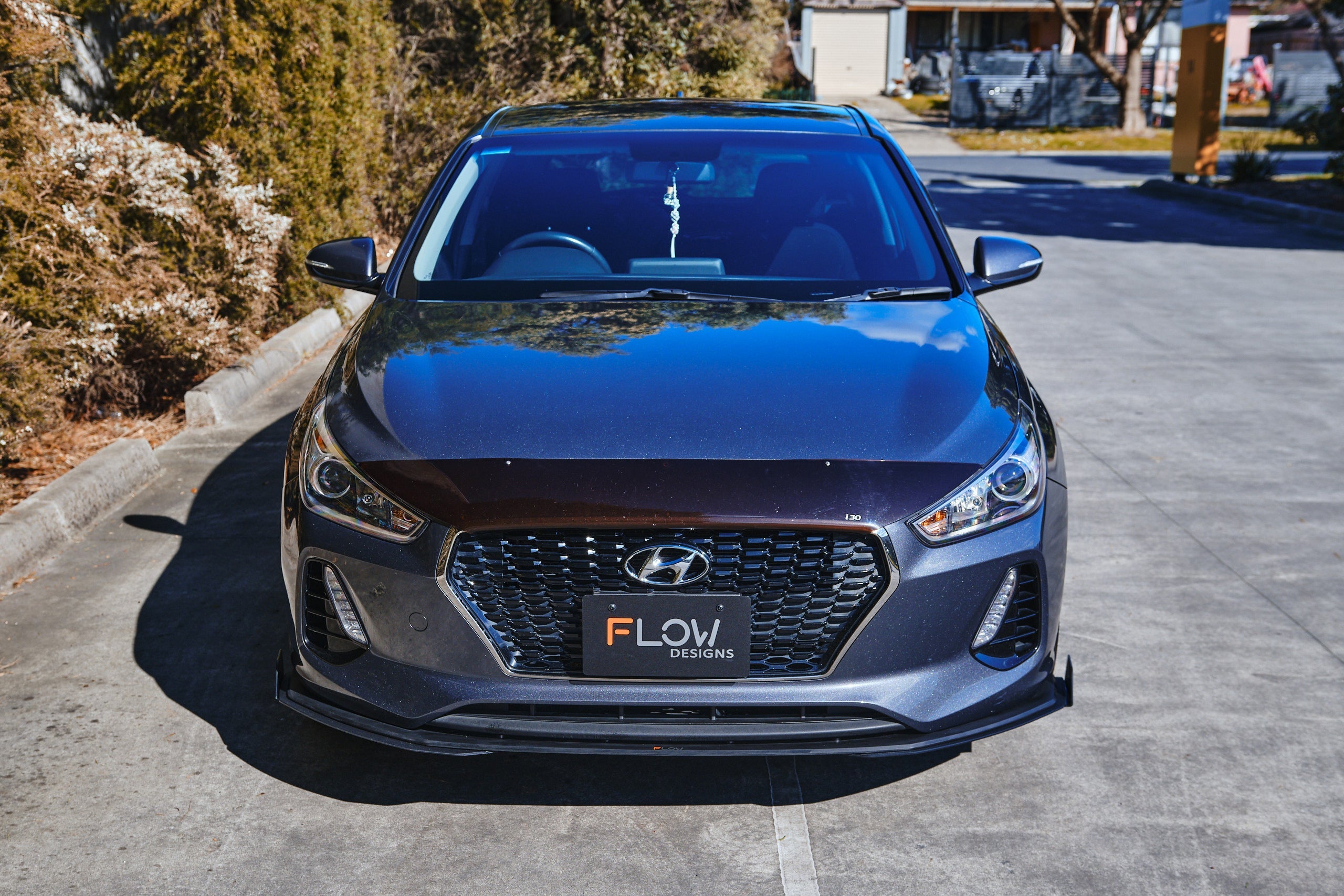 Flow Designs DISCONTINUED SANDED MATTE FINISH - i30 Hatch PD1, PD2 2018-2020 Front Lip Splitter & Mounting Brace - iilumolab