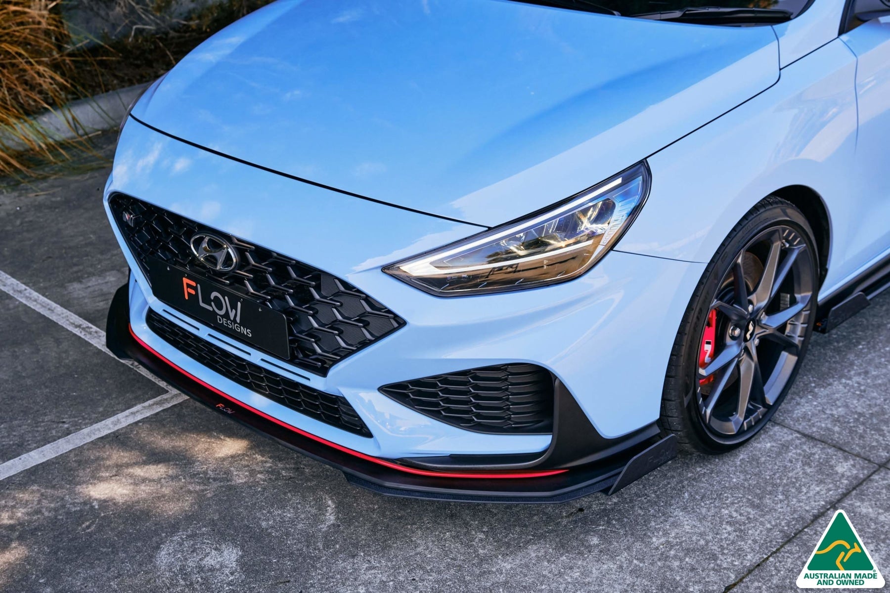 Flow Designs i30N Hatch PD FL 2021 Front Lip Splitter & Reinforcement Brackets - iilumolab