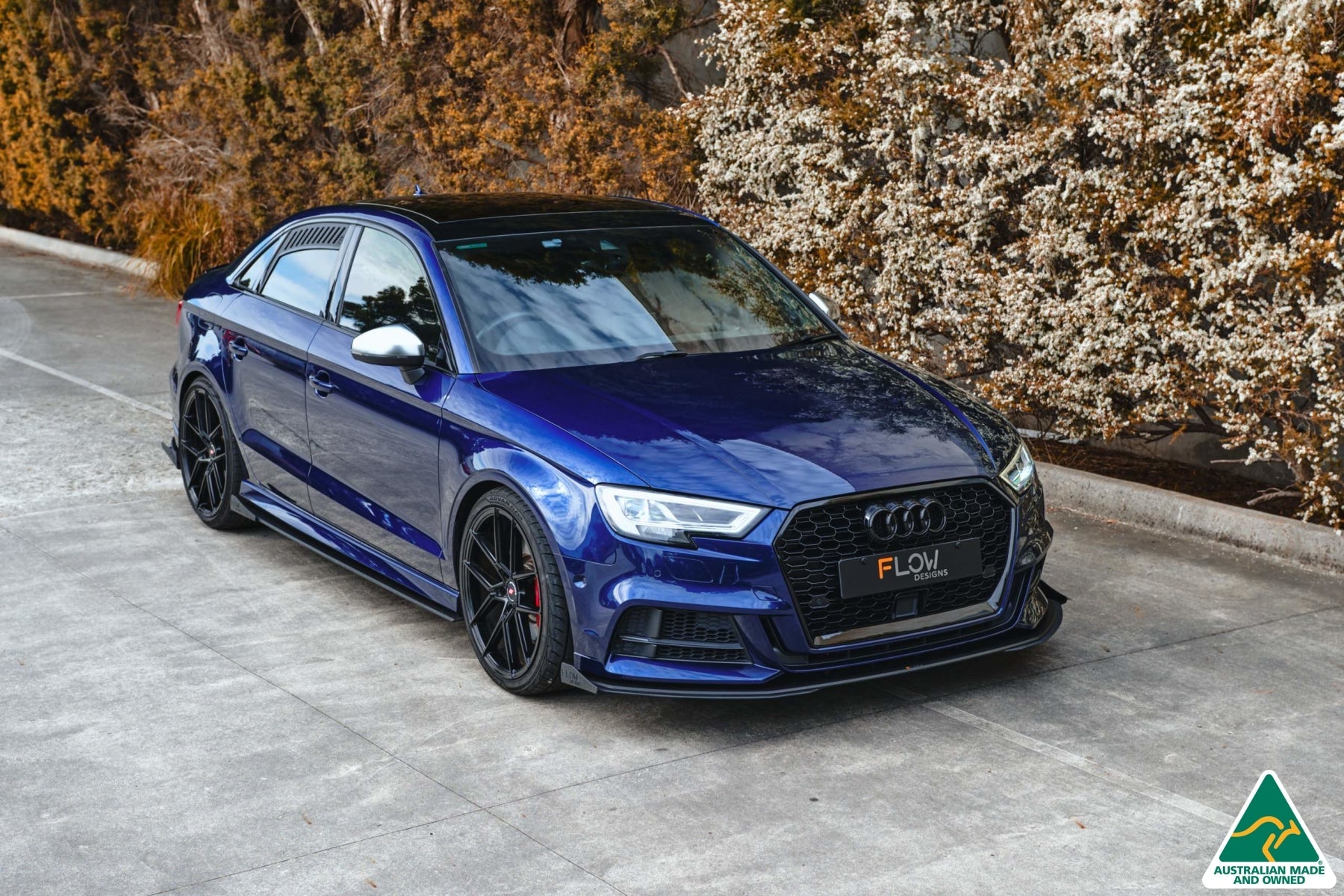 Flow Designs S3 8V Sedan Facelift Front Lip Splitter & Mounting Brace - iilumolab