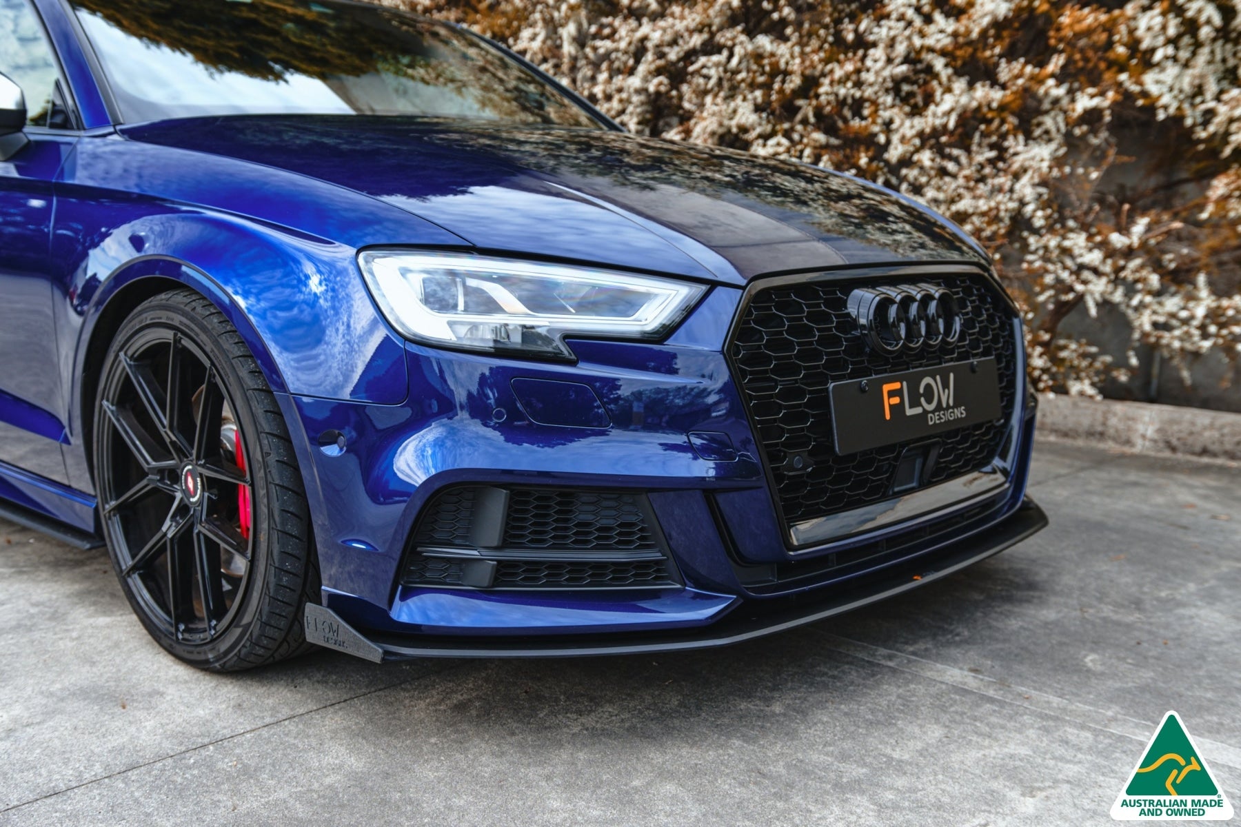 Flow Designs S3 8V Sedan Facelift Front Lip Splitter & Mounting Brace - iilumolab
