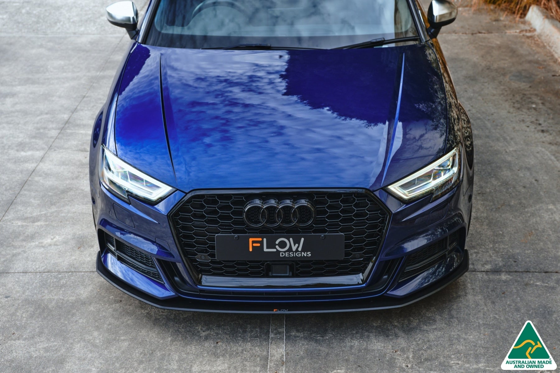 Flow Designs S3 8V Sedan Facelift Front Lip Splitter & Mounting Brace - iilumolab