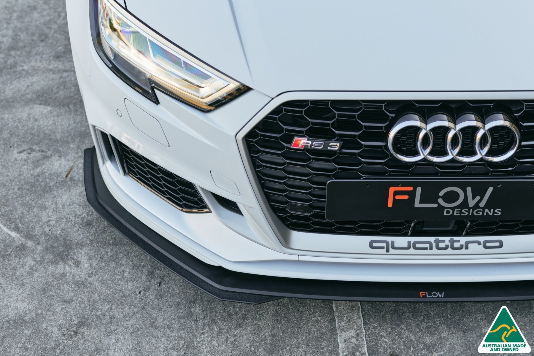 Flow Designs RS3 8V Sedan Facelift Front Lip Splitter Extensions (Pair) - iilumolab
