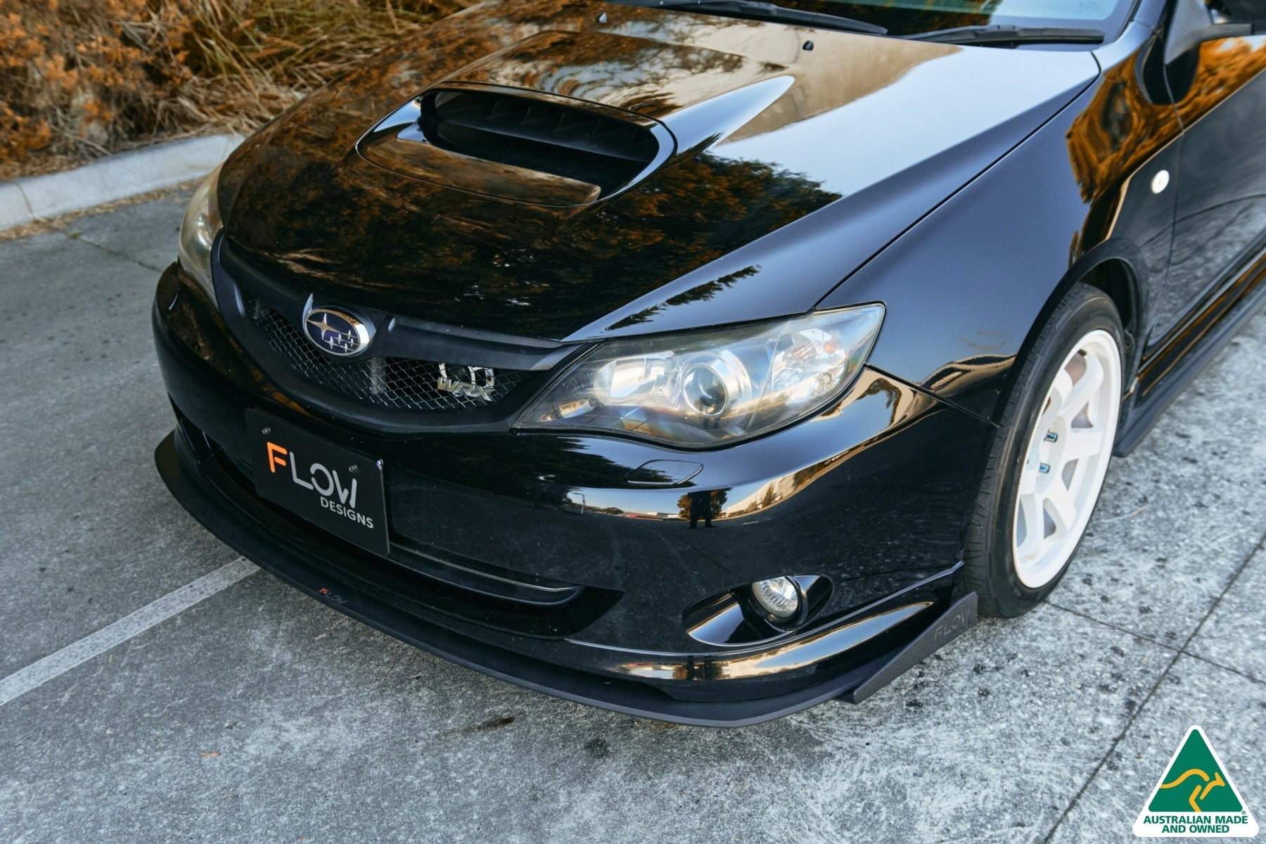 Flow Designs Impreza WRX/RS G3 Hatch PFL Front Lip Splitter & Mounting Brace - iilumolab