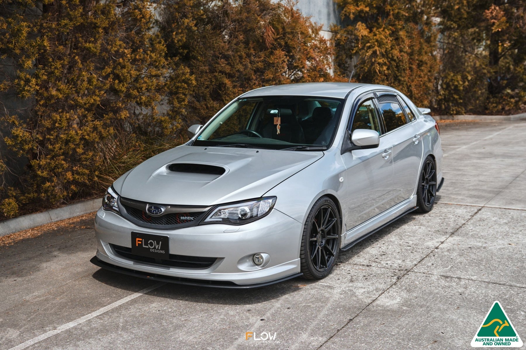 Flow Designs Impreza WRX/RS G3 Sedan PFL Front Lip Splitter & Mounting Brace - iilumolab