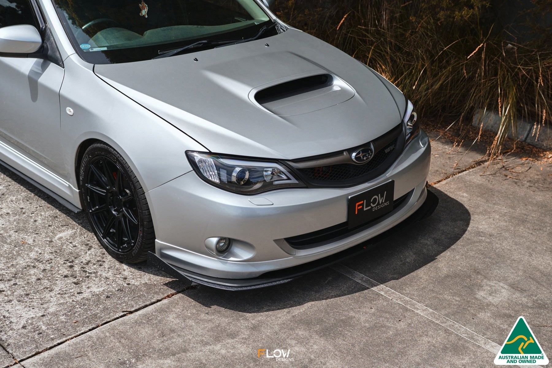 Flow Designs Impreza WRX/RS G3 Sedan PFL Front Lip Splitter & Mounting Brace - iilumolab