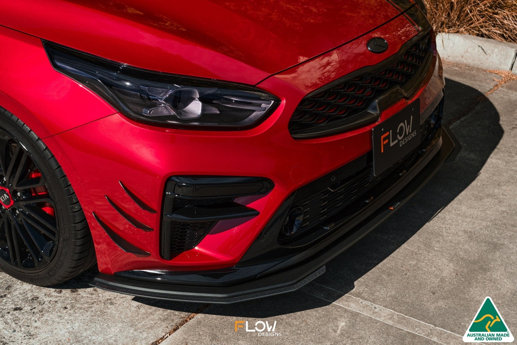 Flow Designs Cerato GT PFL Front Lip Splitter & Reinforcement Brackets - iilumolab