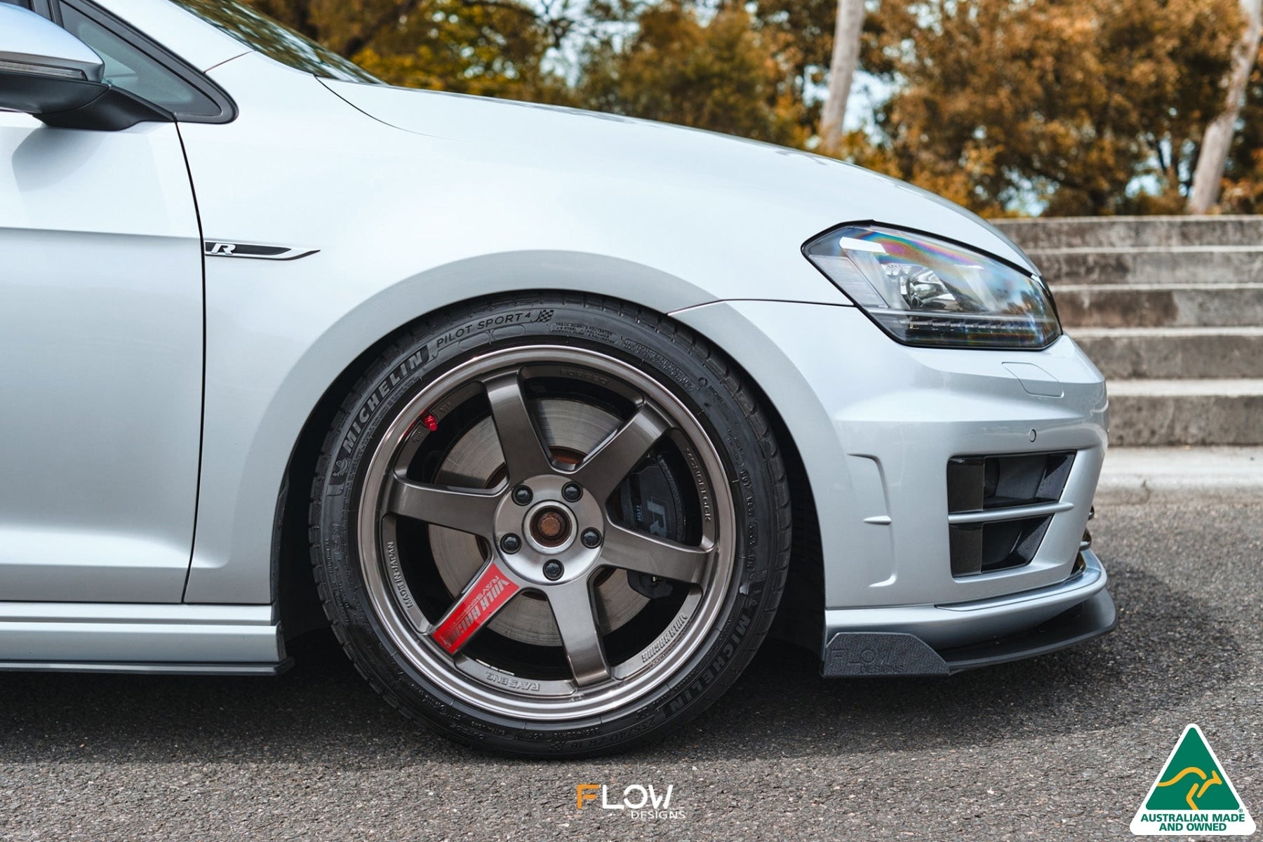 Flow Designs MK7 Golf R (USDM) Chassis Mounted Front Lip Splitter V3 - iilumolab