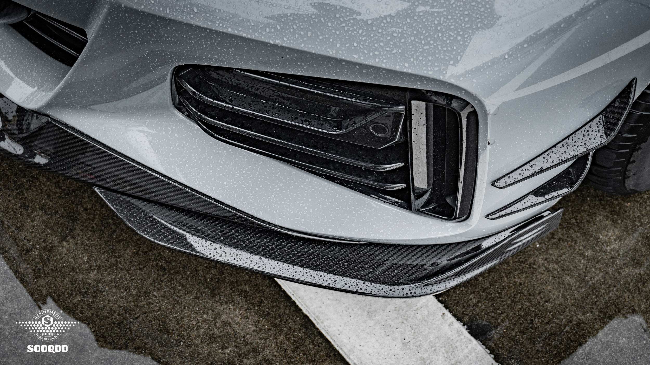 Sooqoo Pre Pregged Dry Carbon Fiber Front Lip for BMW 4 Series G26 2021+