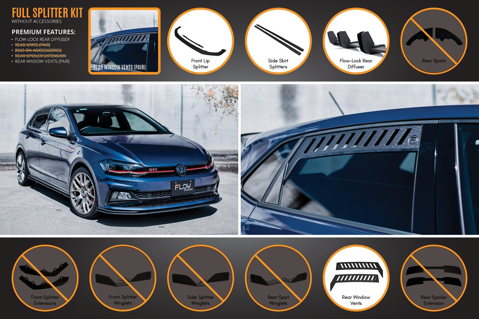 Flow Designs AW Polo GTI Full Splitter Set - iilumolab