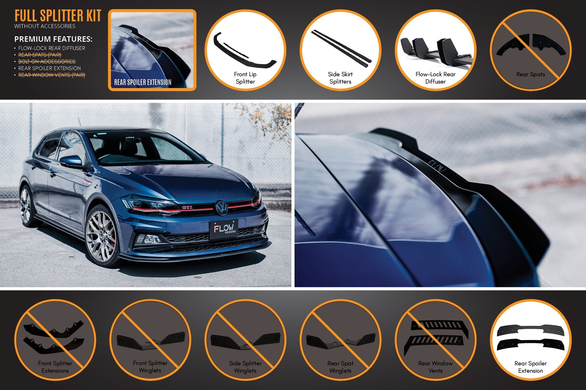 Flow Designs AW Polo GTI Full Splitter Set - iilumolab